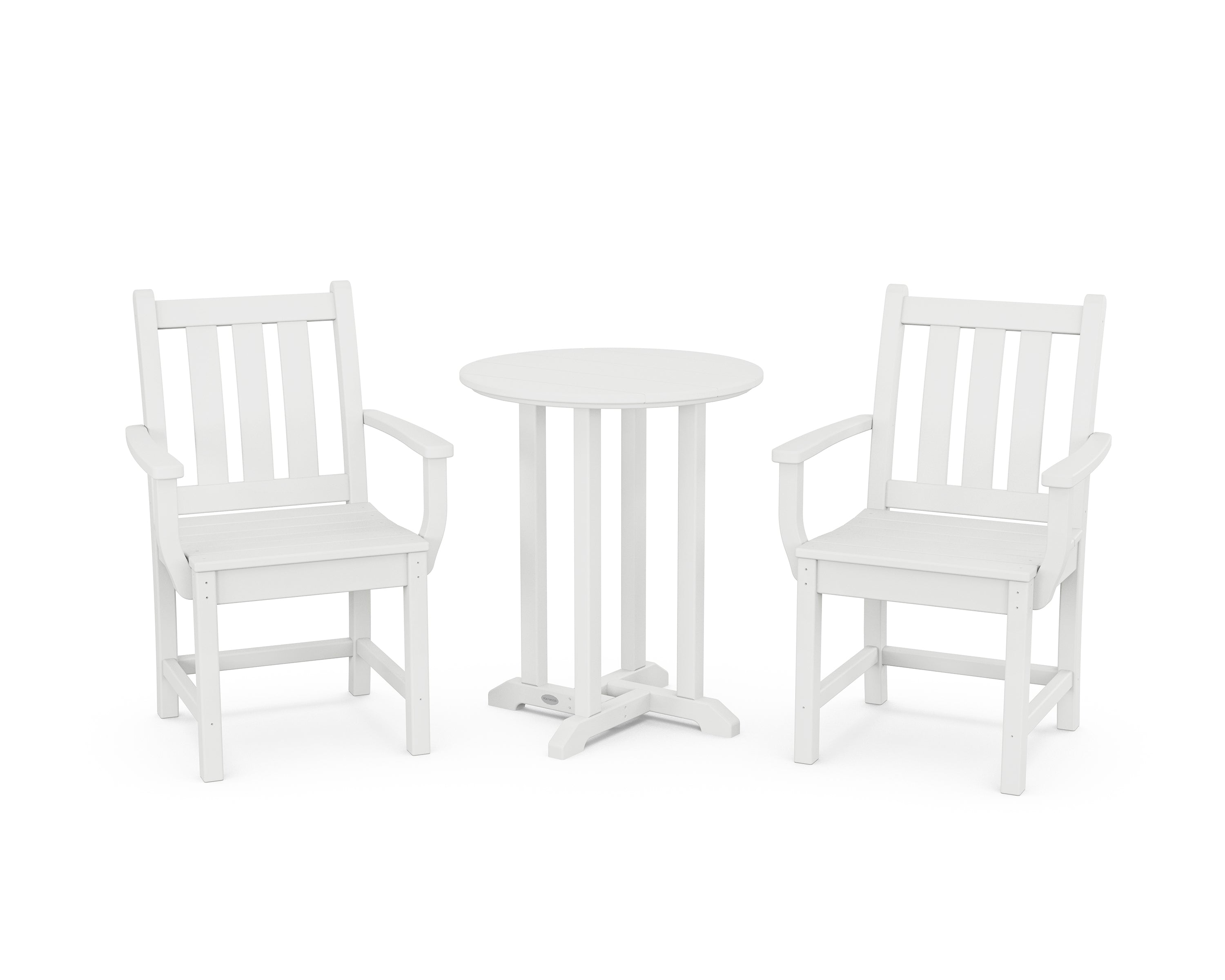 POLYWOOD Traditional Garden 3-Piece Round Bistro Dining Set in White
