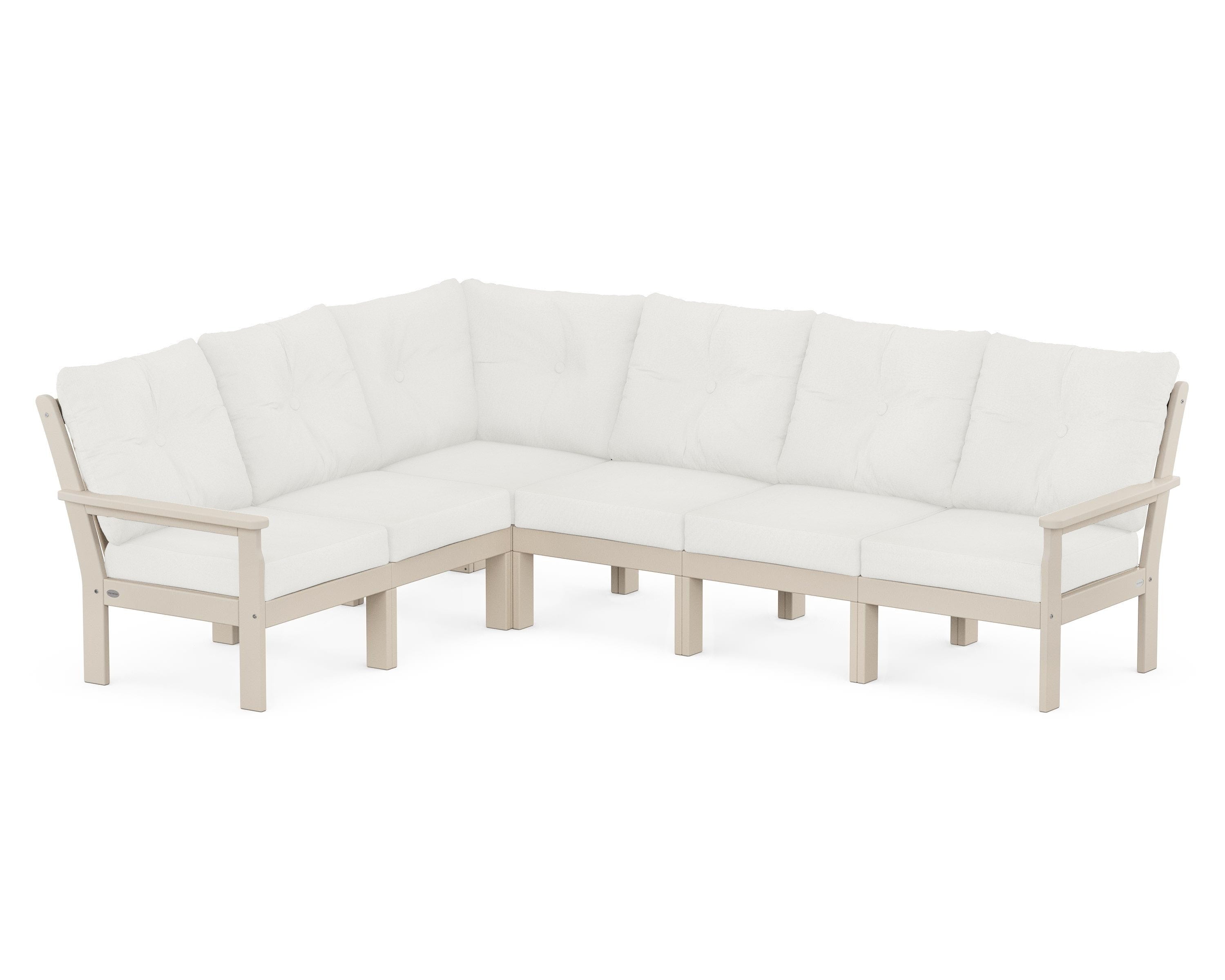 POLYWOOD Vineyard 6-Piece Sectional in Sand / Natural Linen