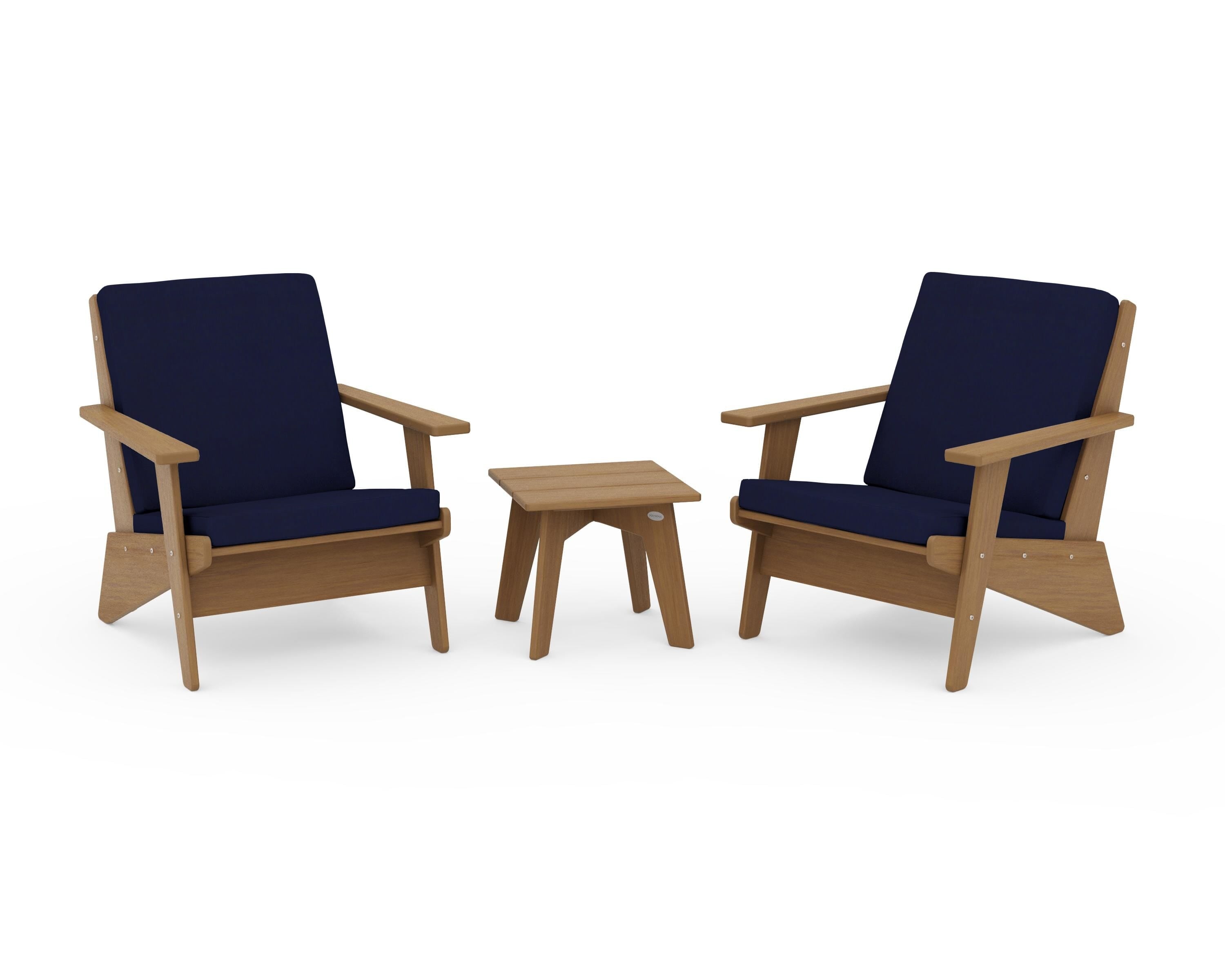 POLYWOOD Riviera Modern Lounge 3-Piece Set in Natural / Navy