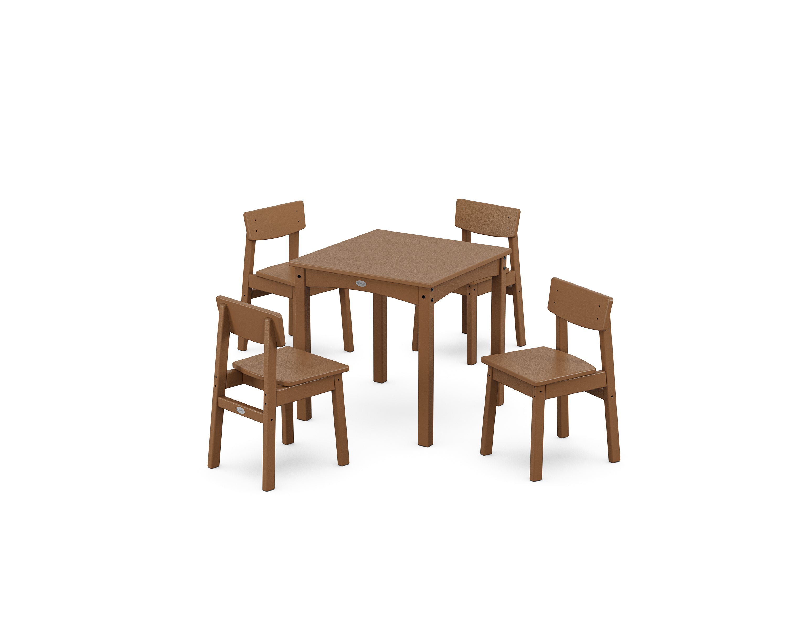 POLYWOOD Modern Studio Kids 5-Piece Dining Set in Teak