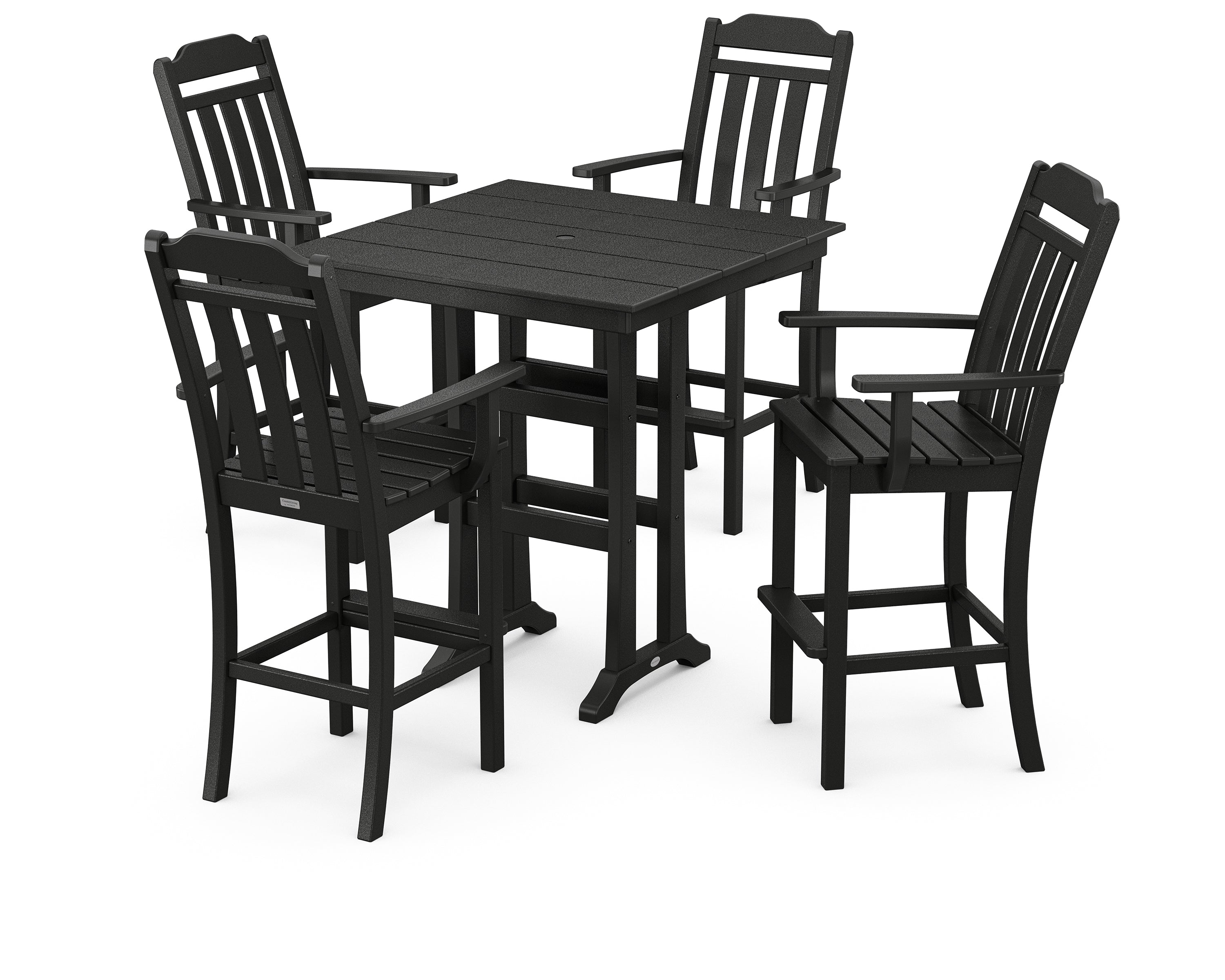 Country Living Cottage 5-Piece Farmhouse Bar Set with Trestle Legs in Black