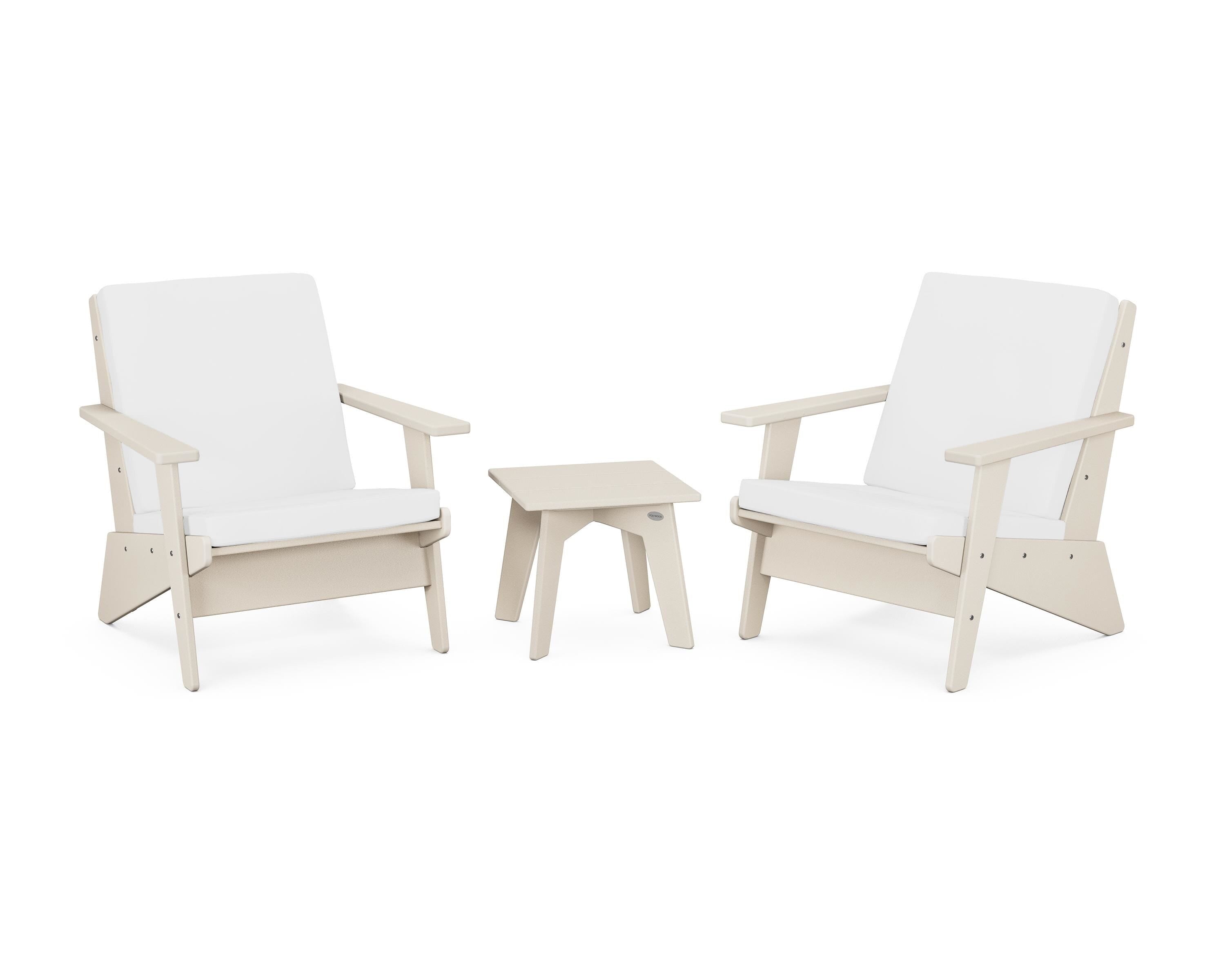 POLYWOOD Riviera Modern Lounge 3-Piece Set in Sand / Natural