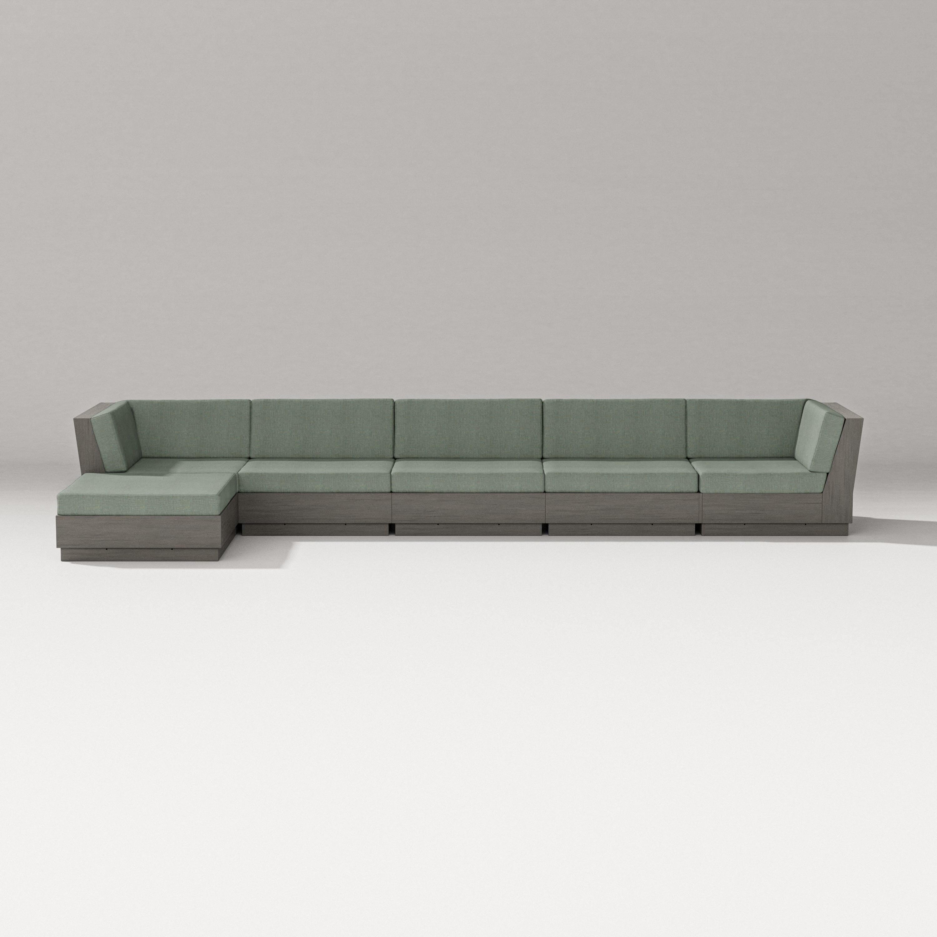PW Designer Series Elevate 6-Piece Chaise Sectional in Driftwood / Cast Sage