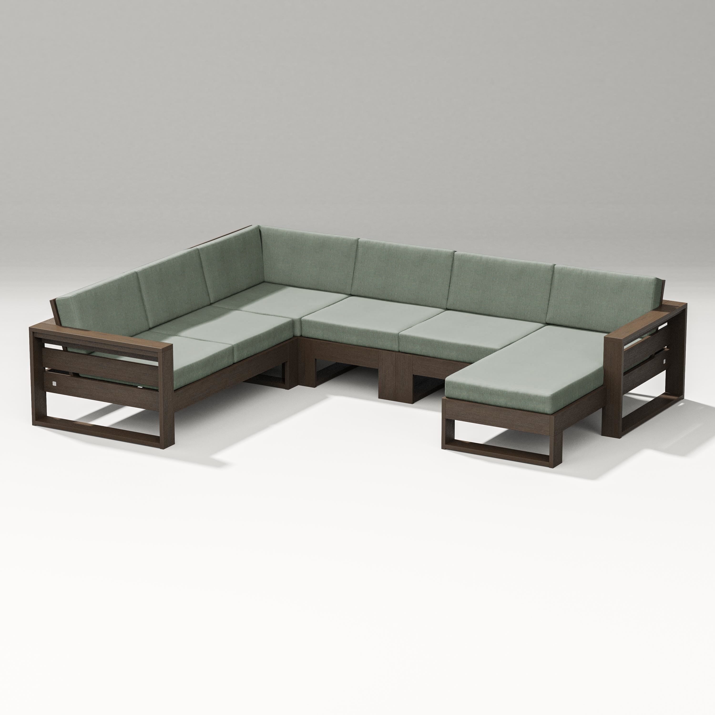 PW Designer Series Latitude Corner Sectional with Right Chaise in Kona / Cast Sage