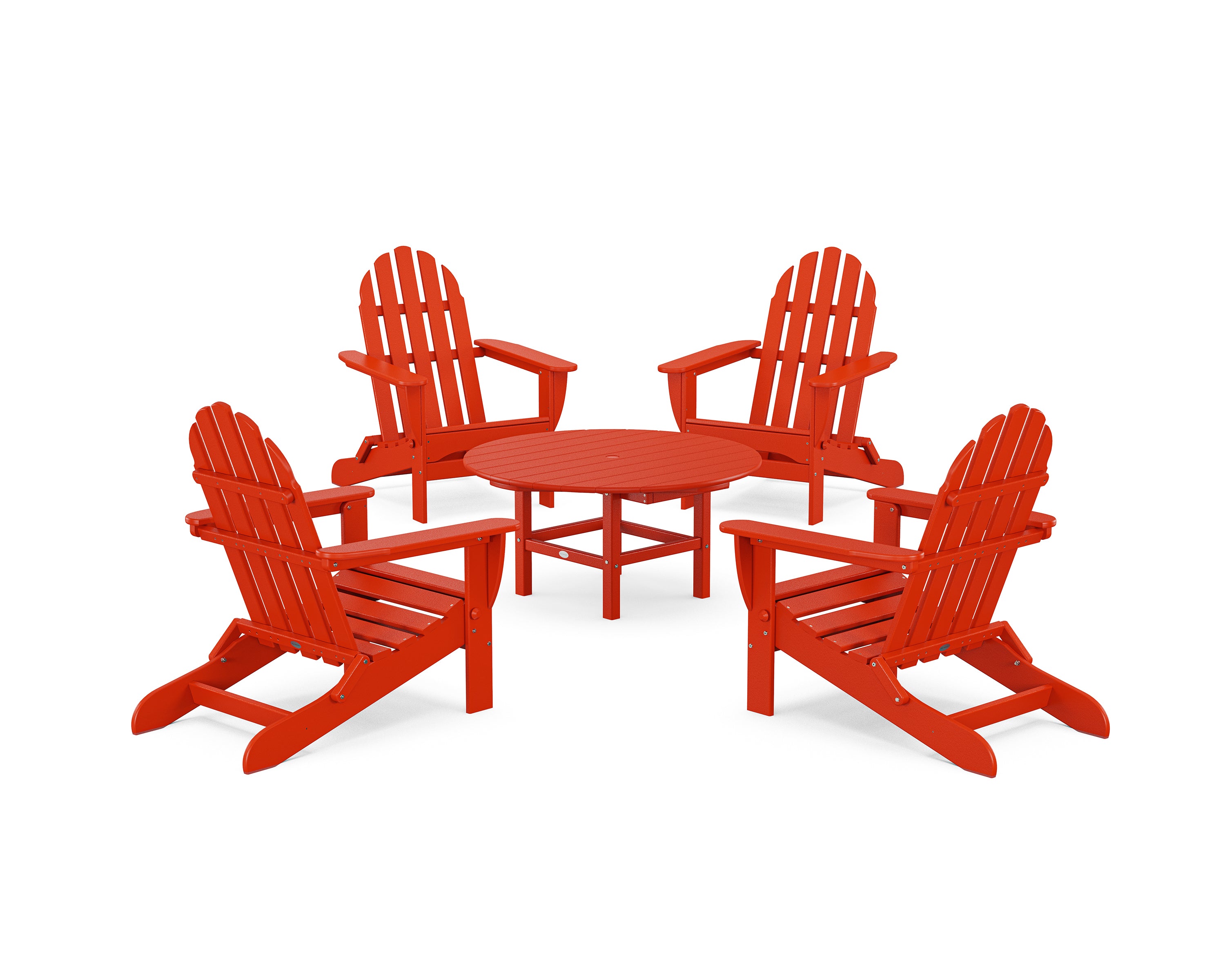 POLYWOOD® Classic Folding Adirondack 5-Piece Conversation Group in Sunset Red