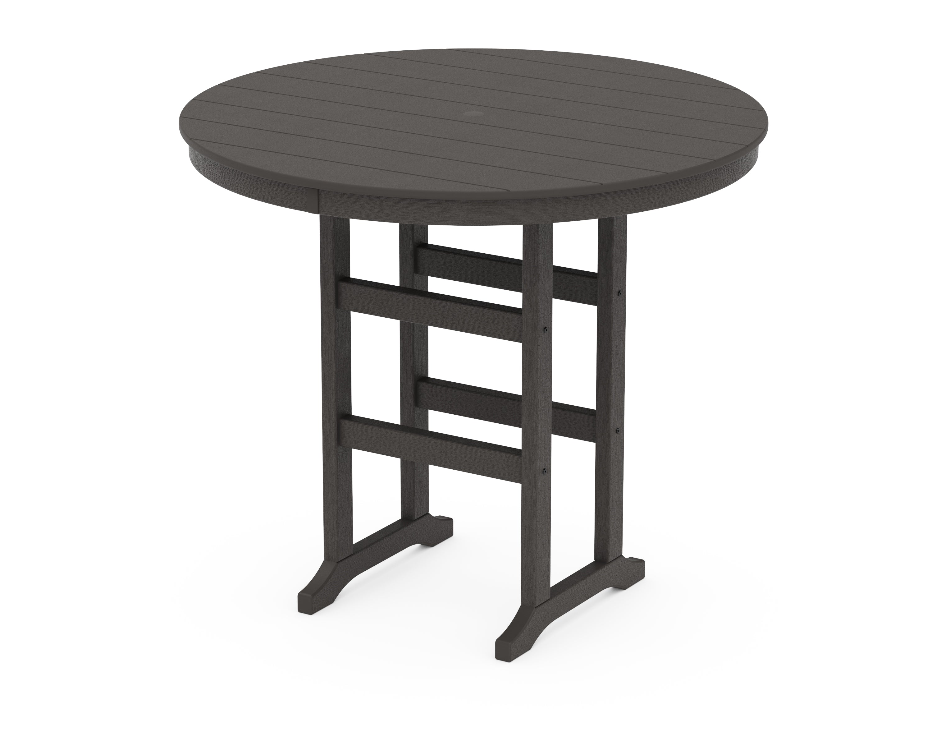 POLYWOOD 48" Round Farmhouse Bar Table in Vintage Coffee