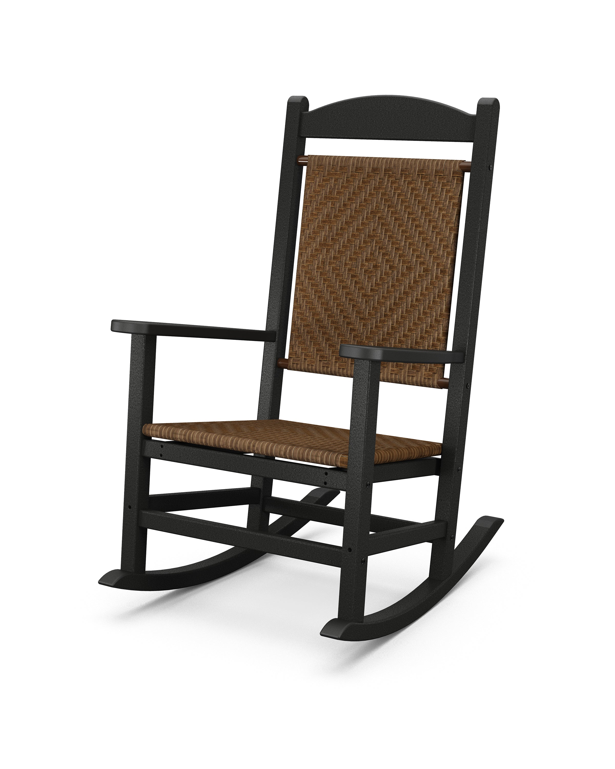 POLYWOOD® Presidential Woven Rocking Chair in Black / Tigerwood