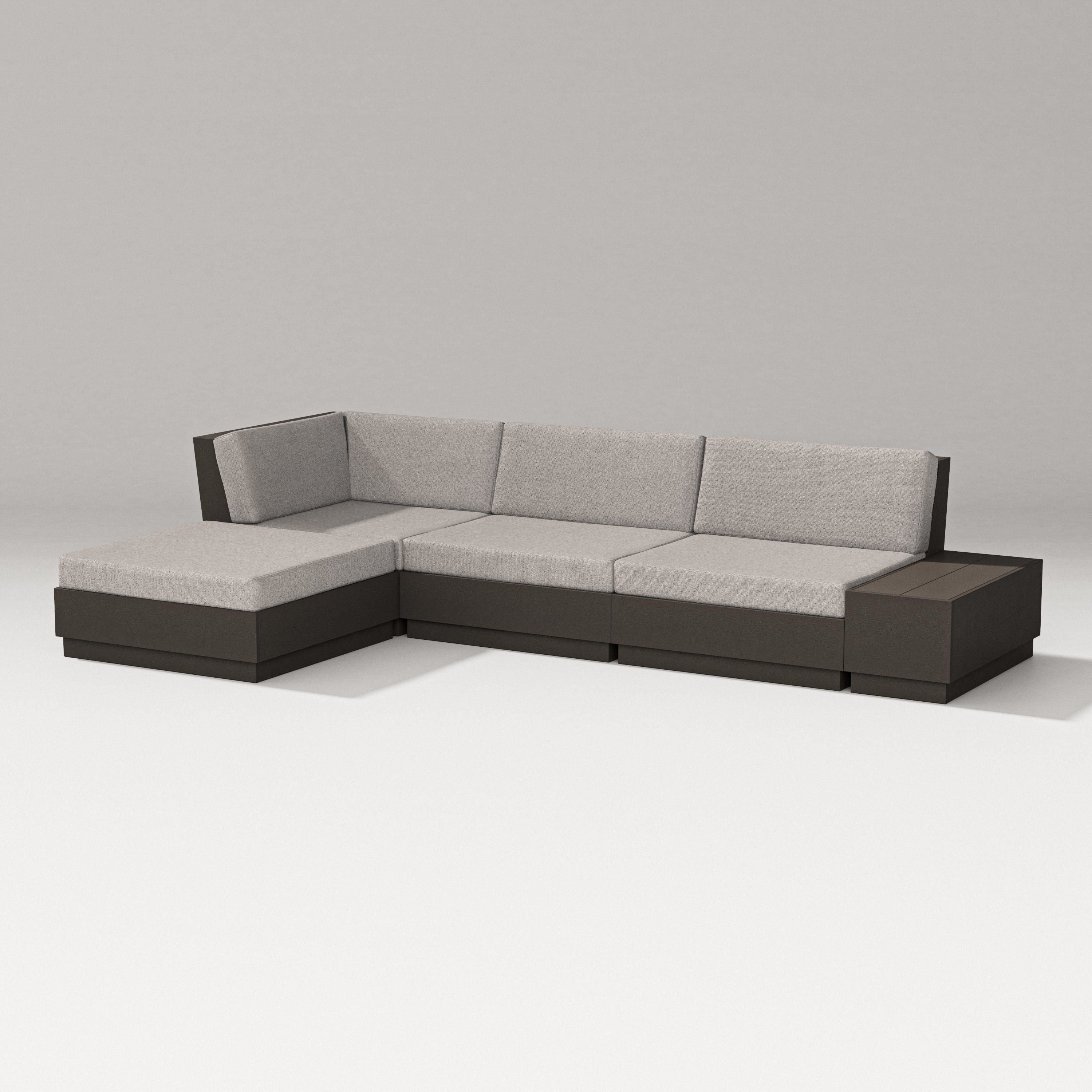 PW Designer Series Elevate Chaise Sectional in Vintage Coffee / Weathered Tweed