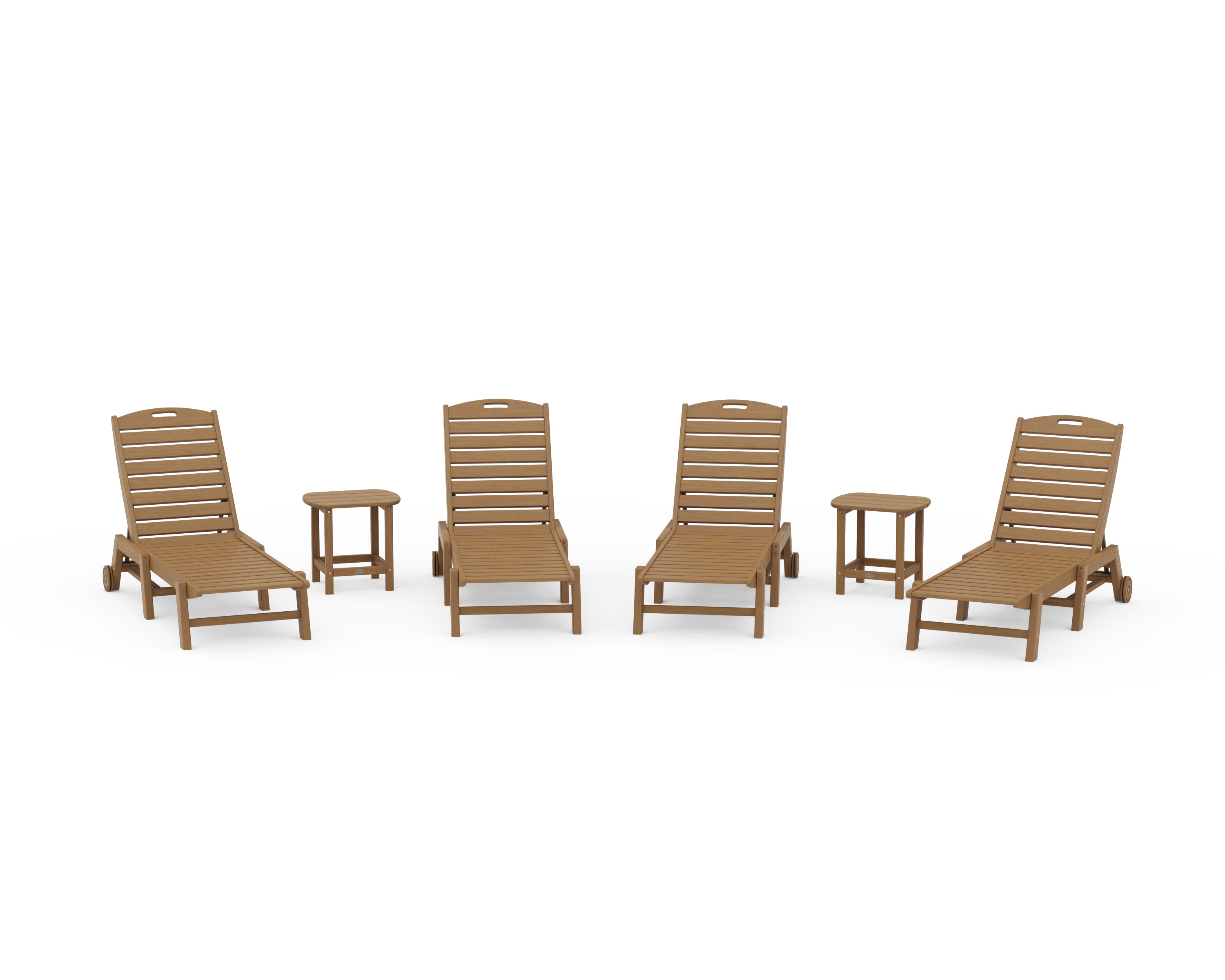 POLYWOOD Nautical Chaise 6-Piece Set with Wheels in Natural