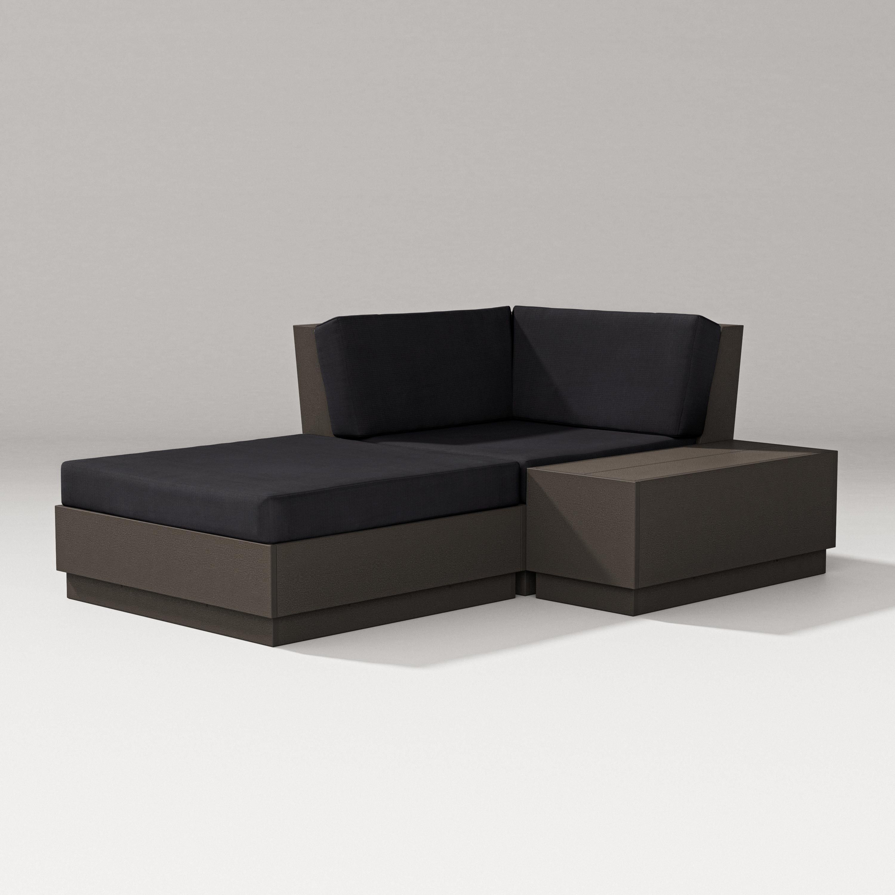 PW Designer Series Elevate Corner Chaise in Vintage Coffee / Midnight Linen