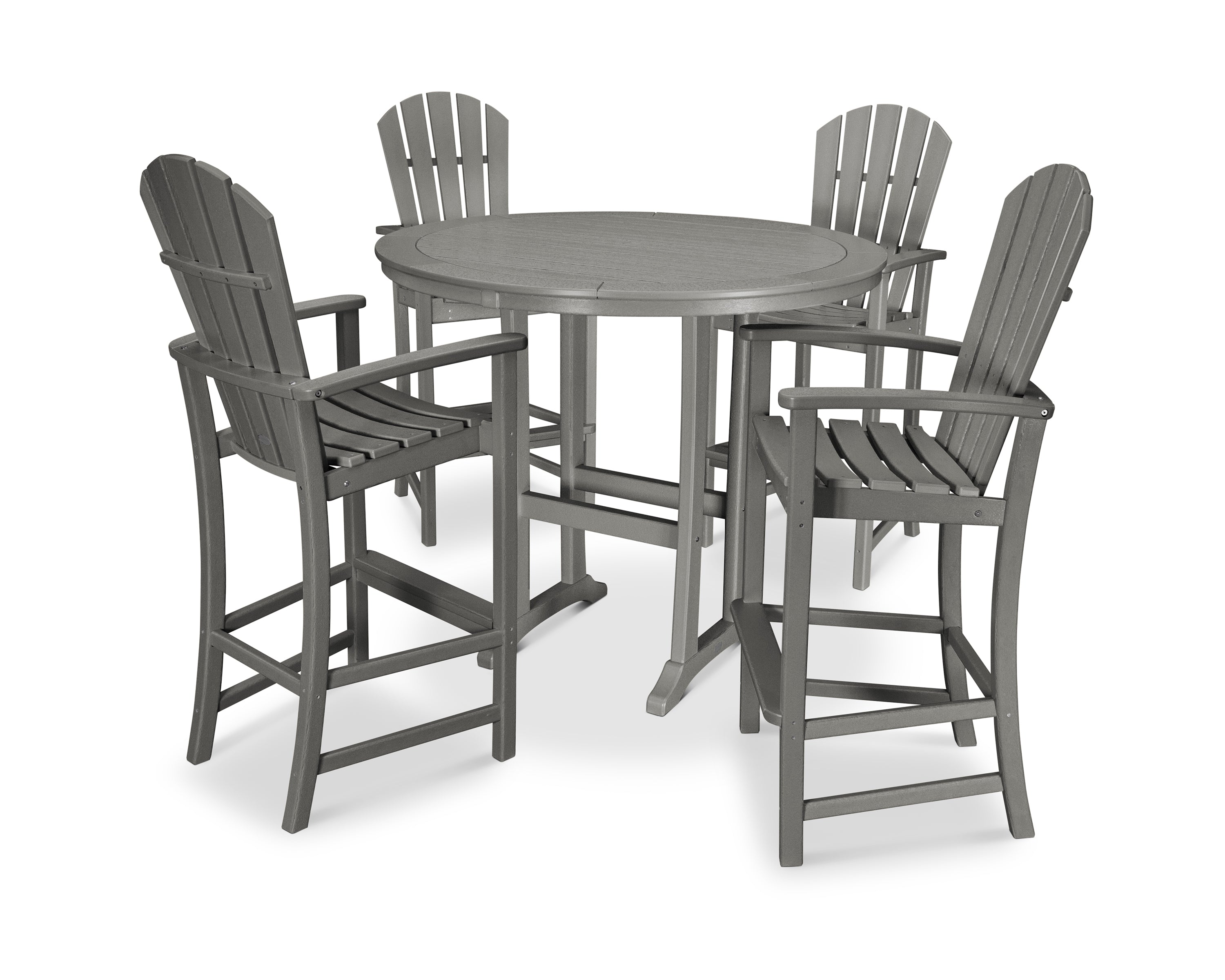 POLYWOOD® Palm Coast 5-Piece Round Bar Set in Slate Grey