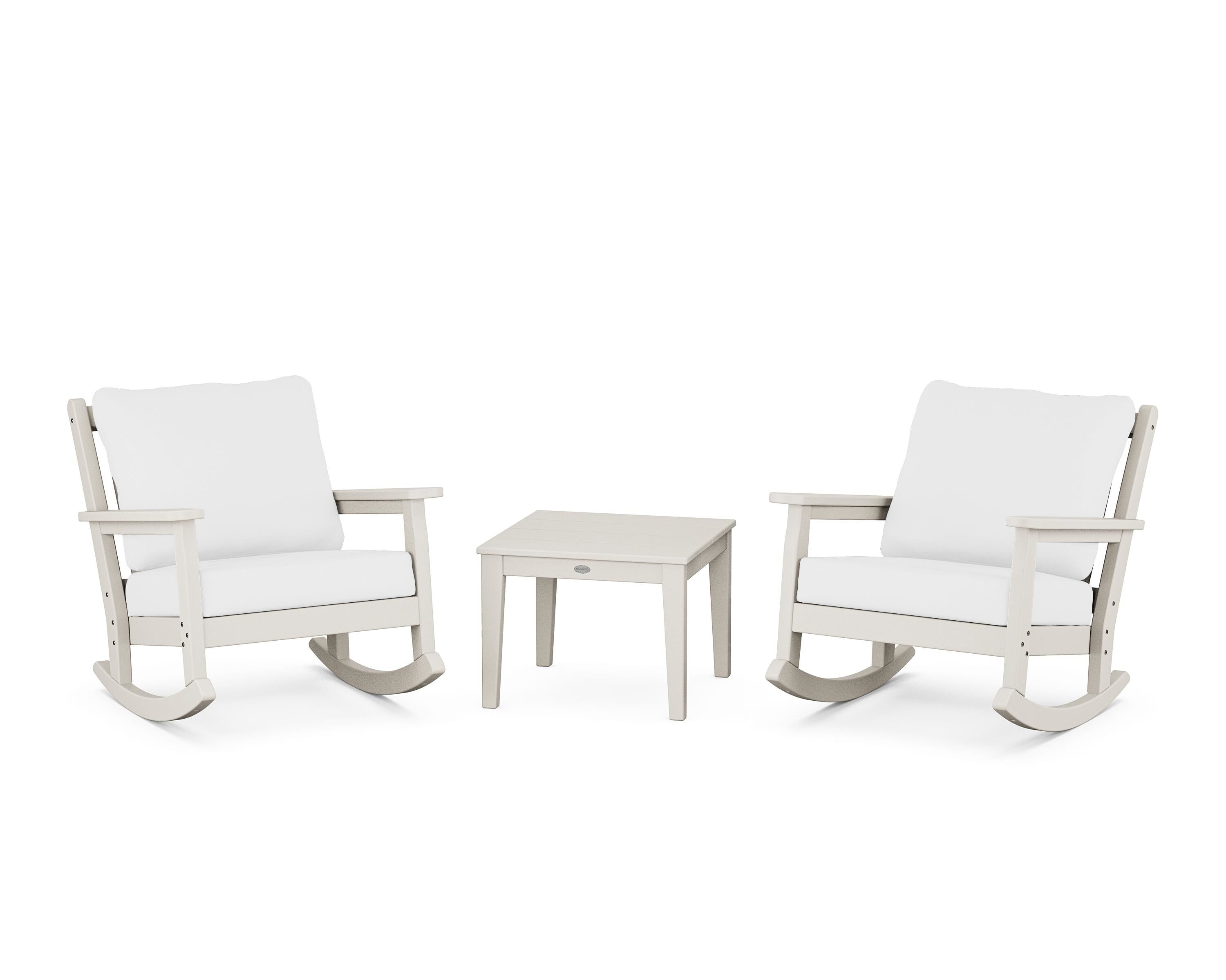 POLYWOOD Chippendale 3-Piece Deep Seating Rocker Set in Sand / Natural