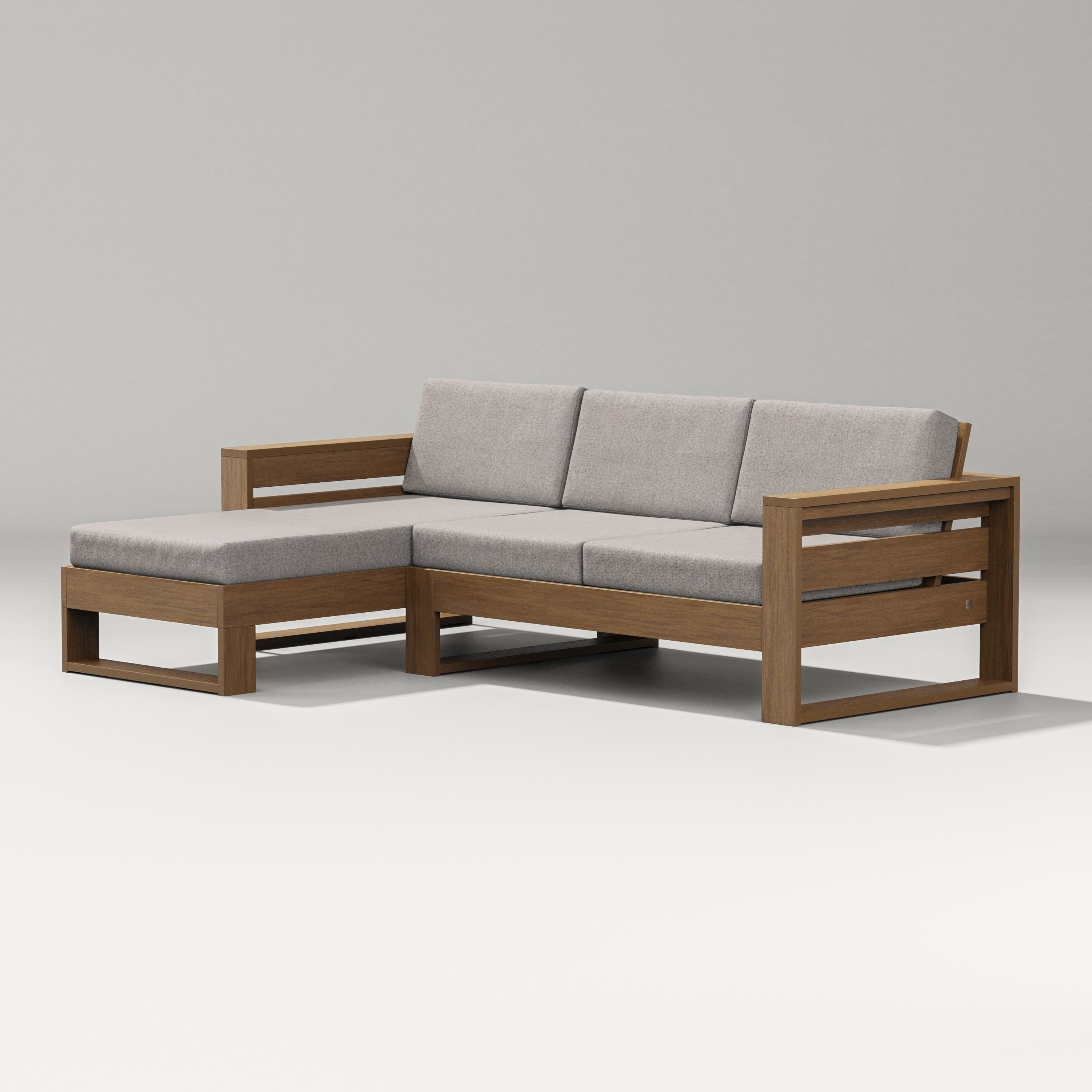 PW Designer Series Latitude Left Chaise Sectional in Natural / Weathered Tweed