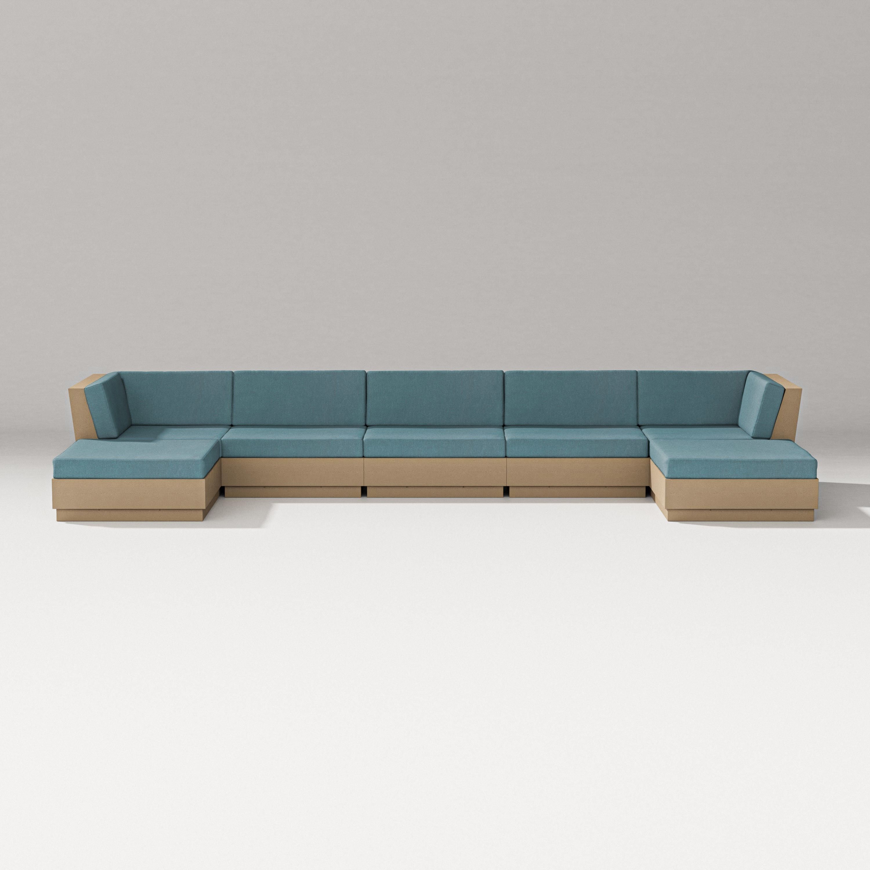 PW Designer Series Elevate 7-Piece Double Chaise Sectional in Vintage Sahara / Ocean Teal