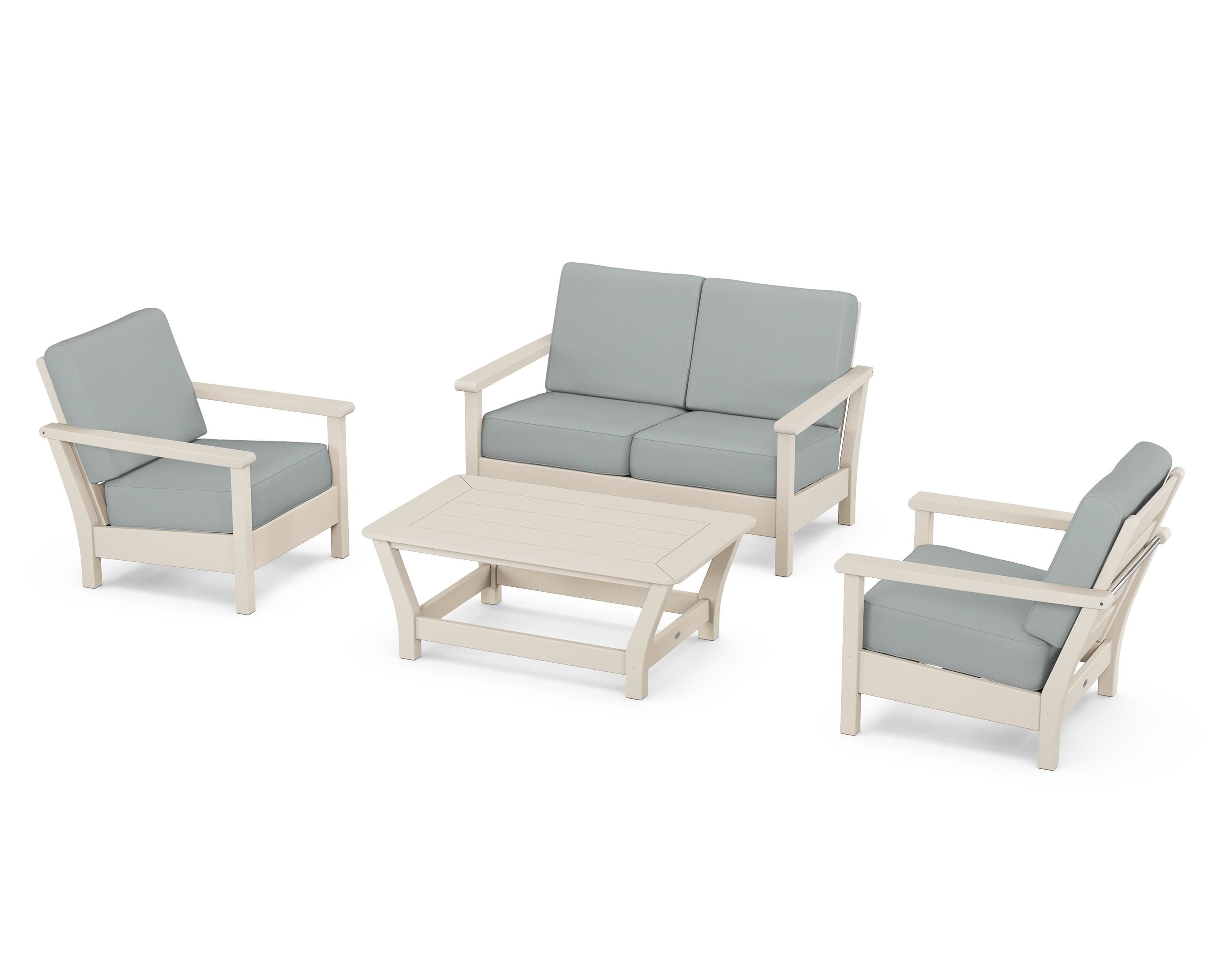 POLYWOOD Harbour 4-Piece Deep Seating Set in Sand / Spa