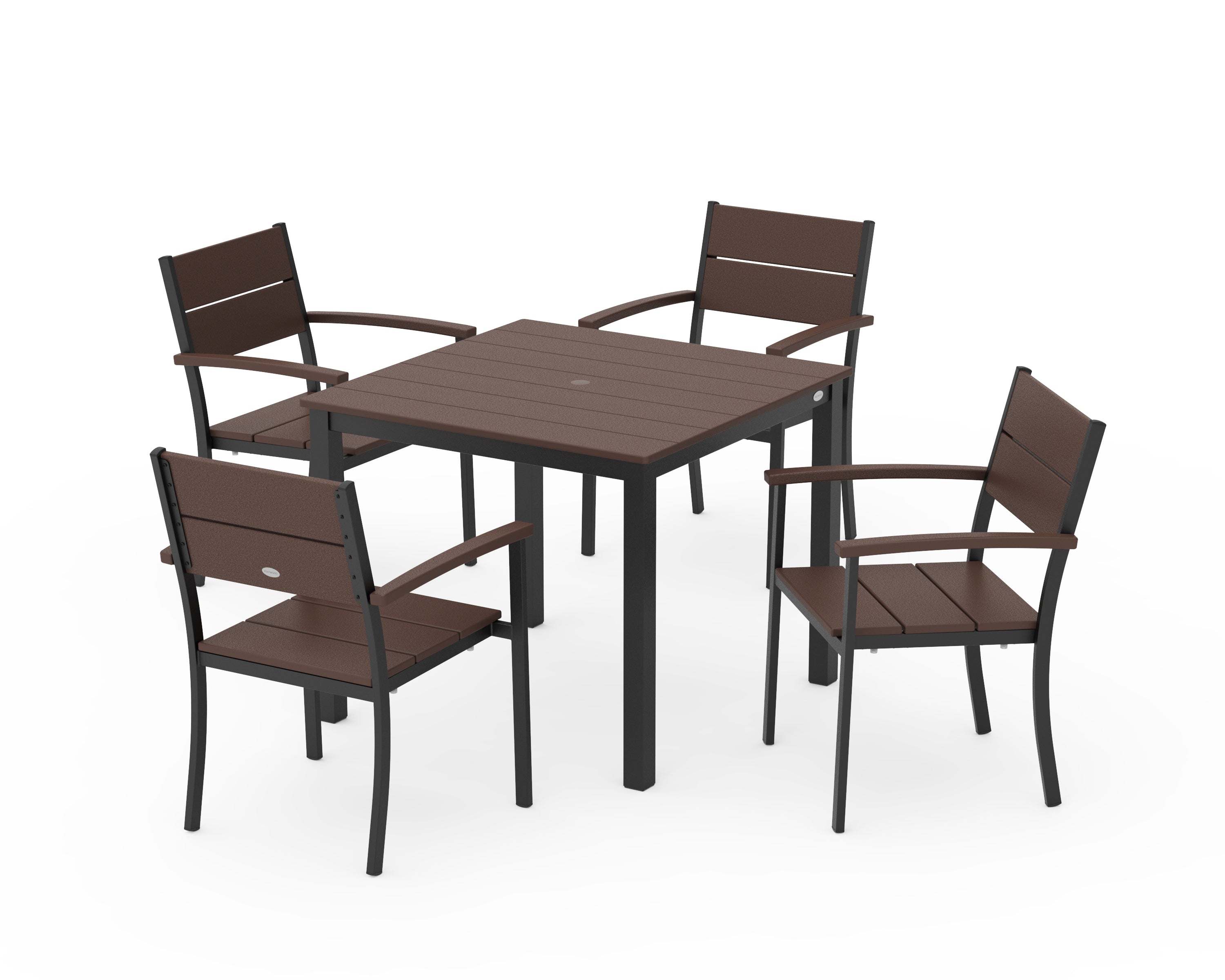 POLYWOOD Main Street 5-Piece Dining Set in Black / Mahogany