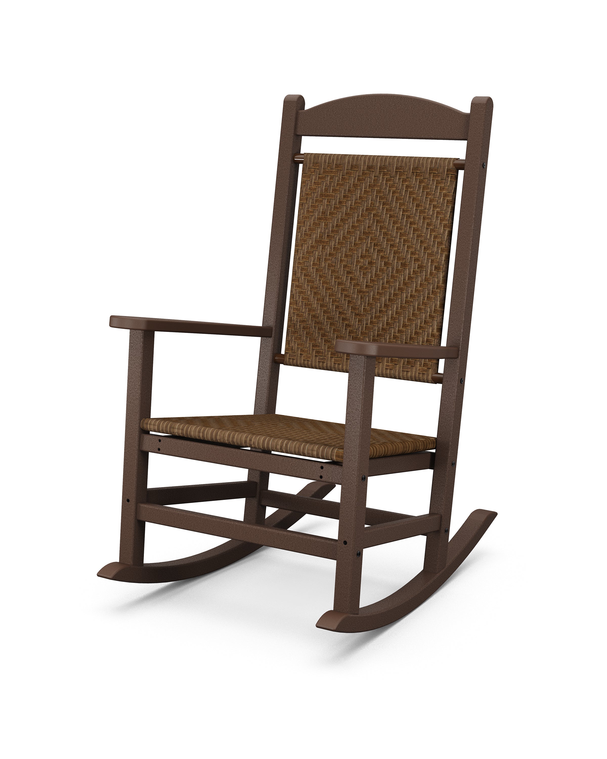 POLYWOOD® Presidential Woven Rocking Chair in Mahogany / Tigerwood