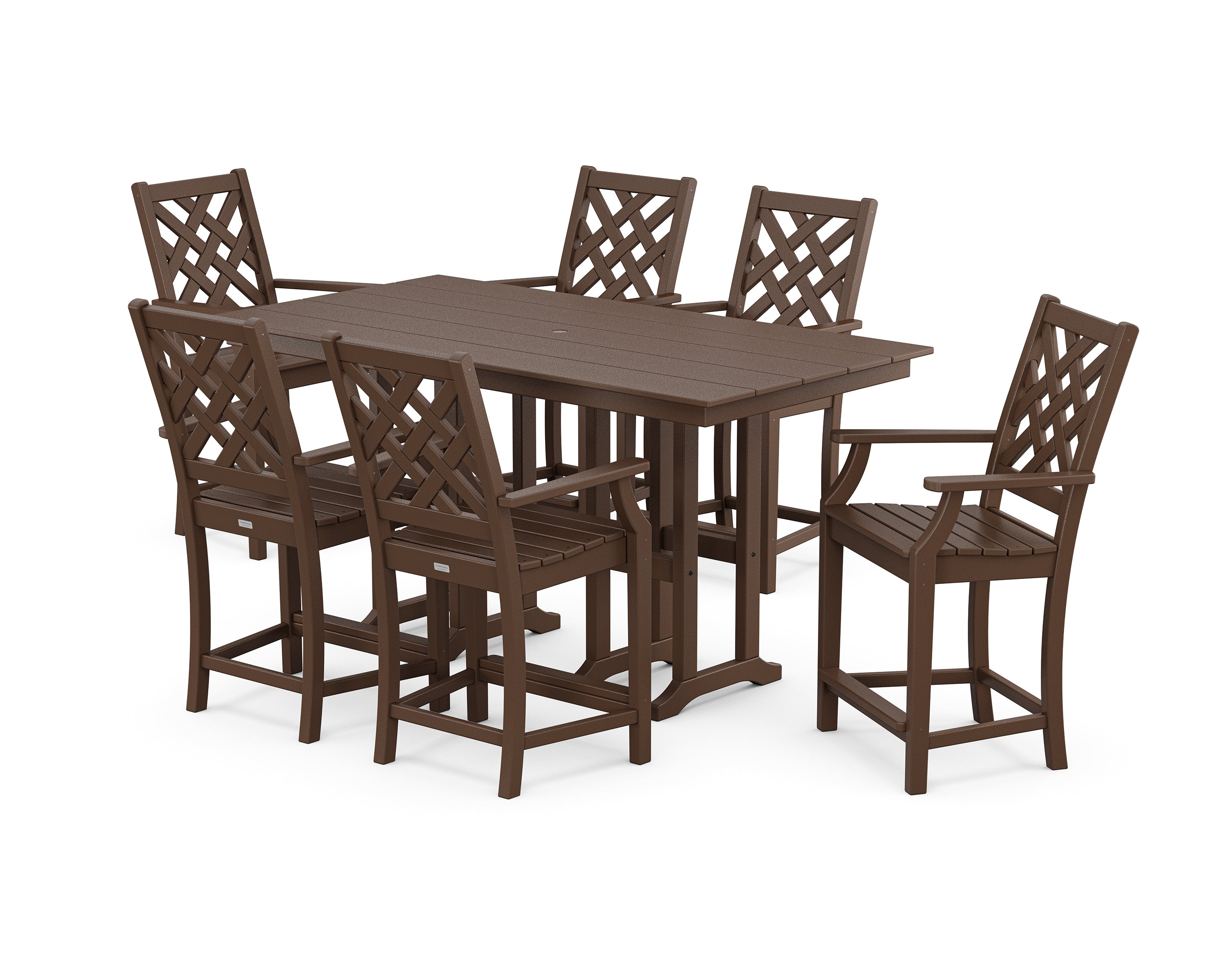 Country Living Wovendale Arm Chair 7-Piece Farmhouse Counter Set in Mahogany
