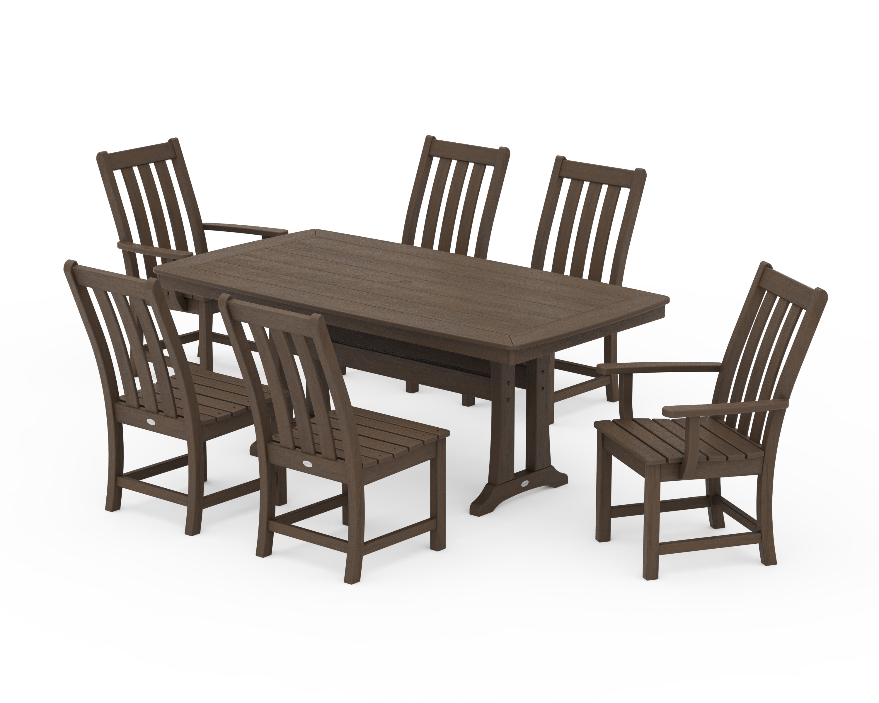 POLYWOOD Vineyard 7-Piece Dining Set with Trestle Legs in Kona