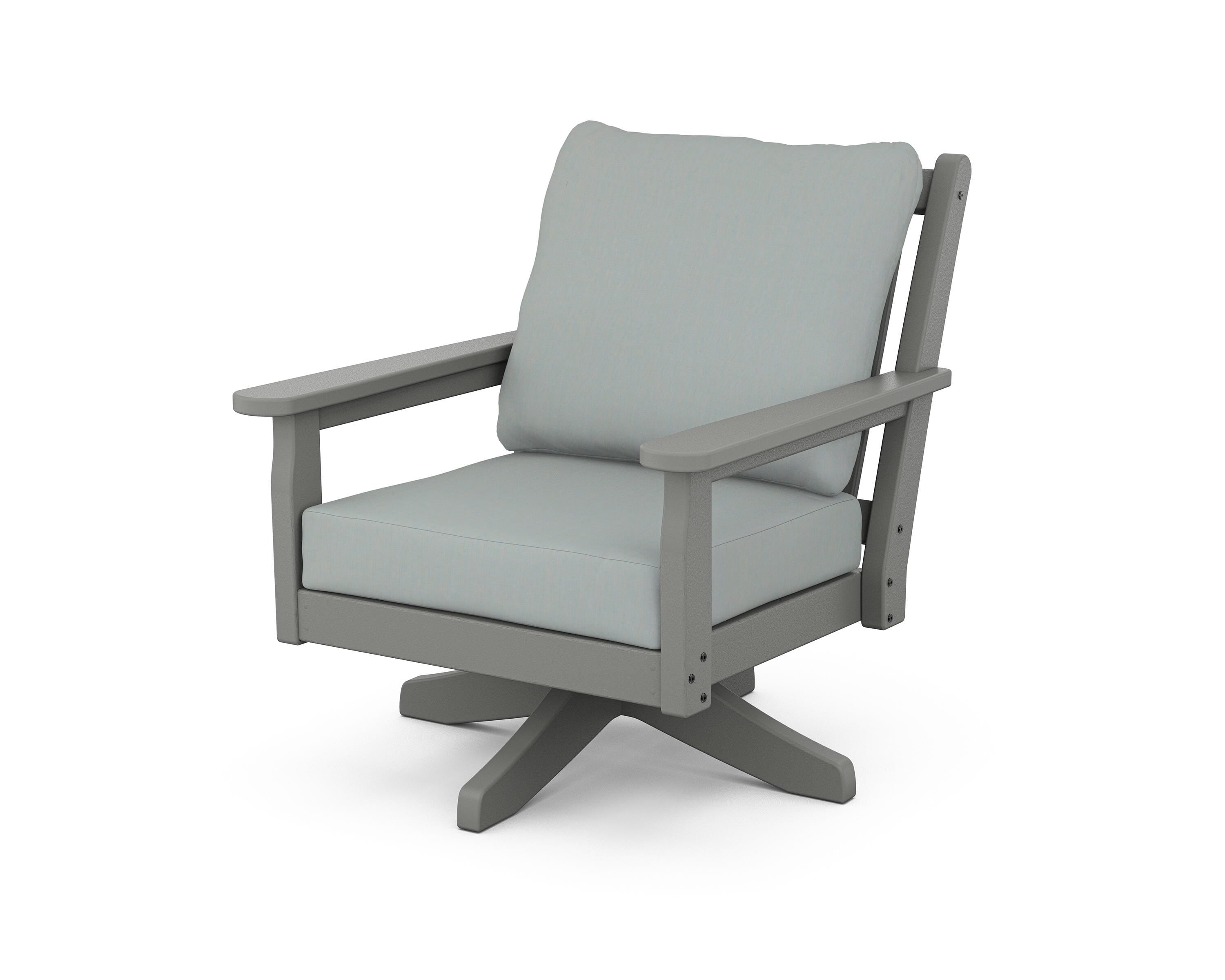 POLYWOOD Chippendale Deep Seating Swivel Chair in Slate Grey / Spa