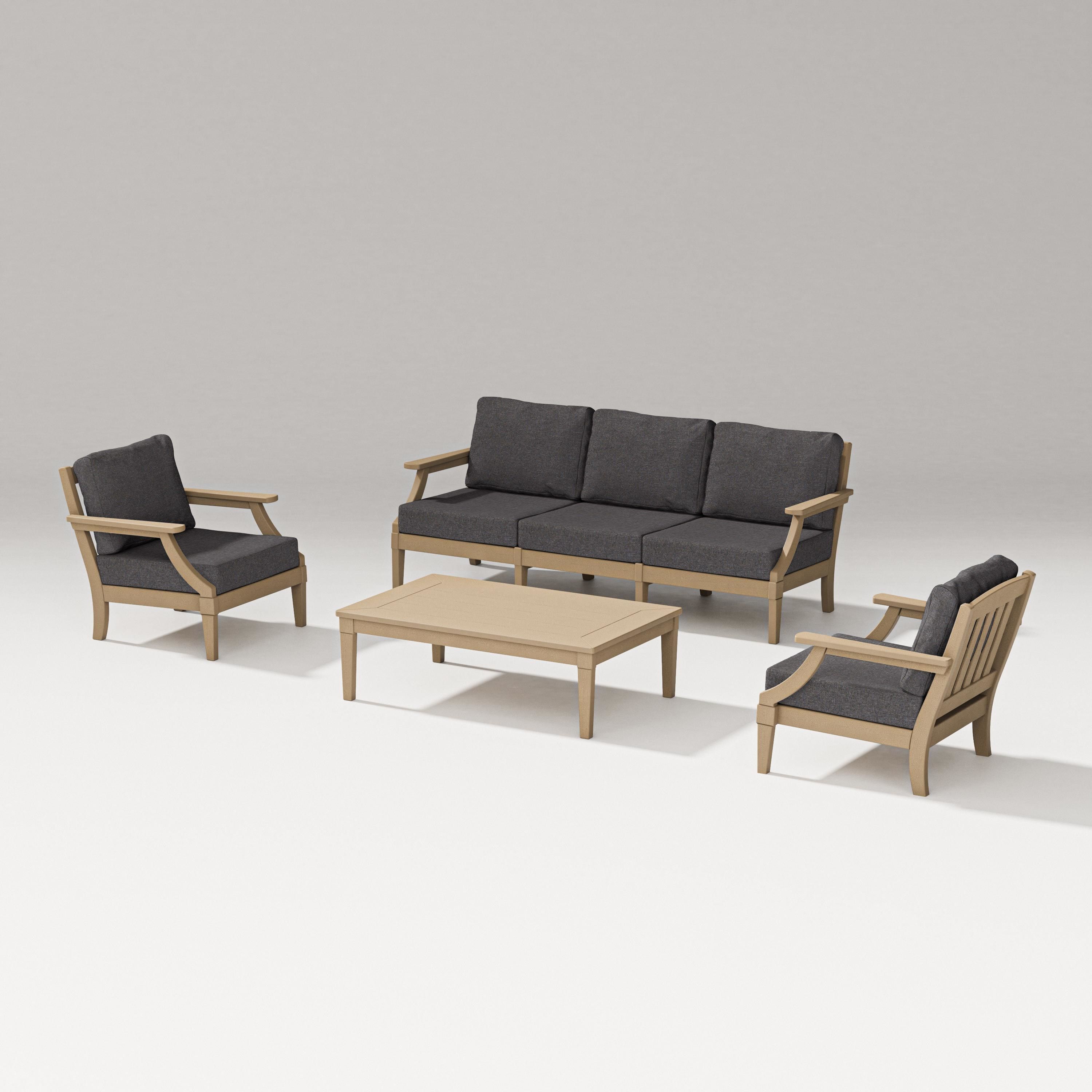 PW Designer Series Estate 4-Piece Lounge Sofa Set in Vintage Sahara / Ash Charcoal
