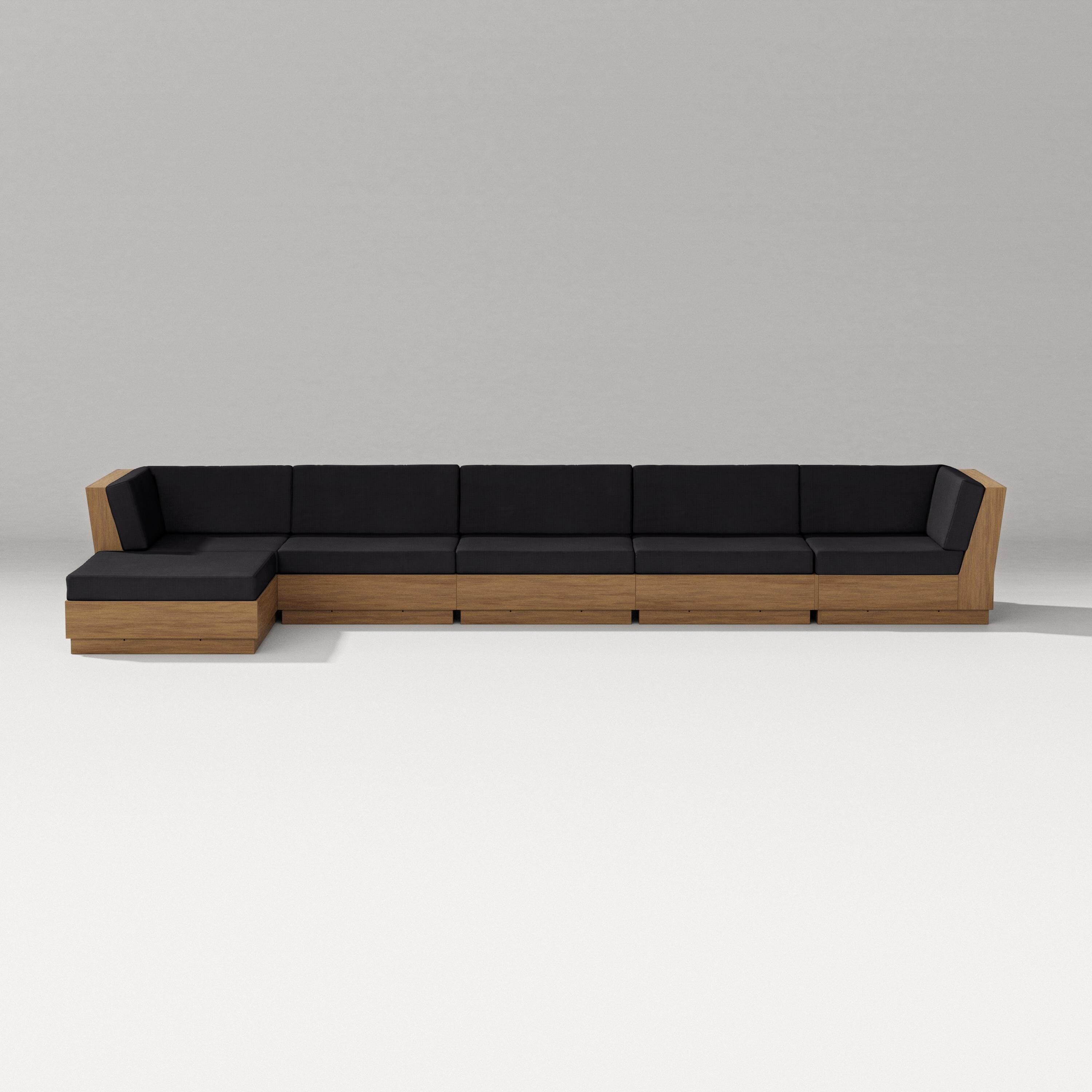 PW Designer Series Elevate 6-Piece Chaise Sectional in Natural / Midnight Linen