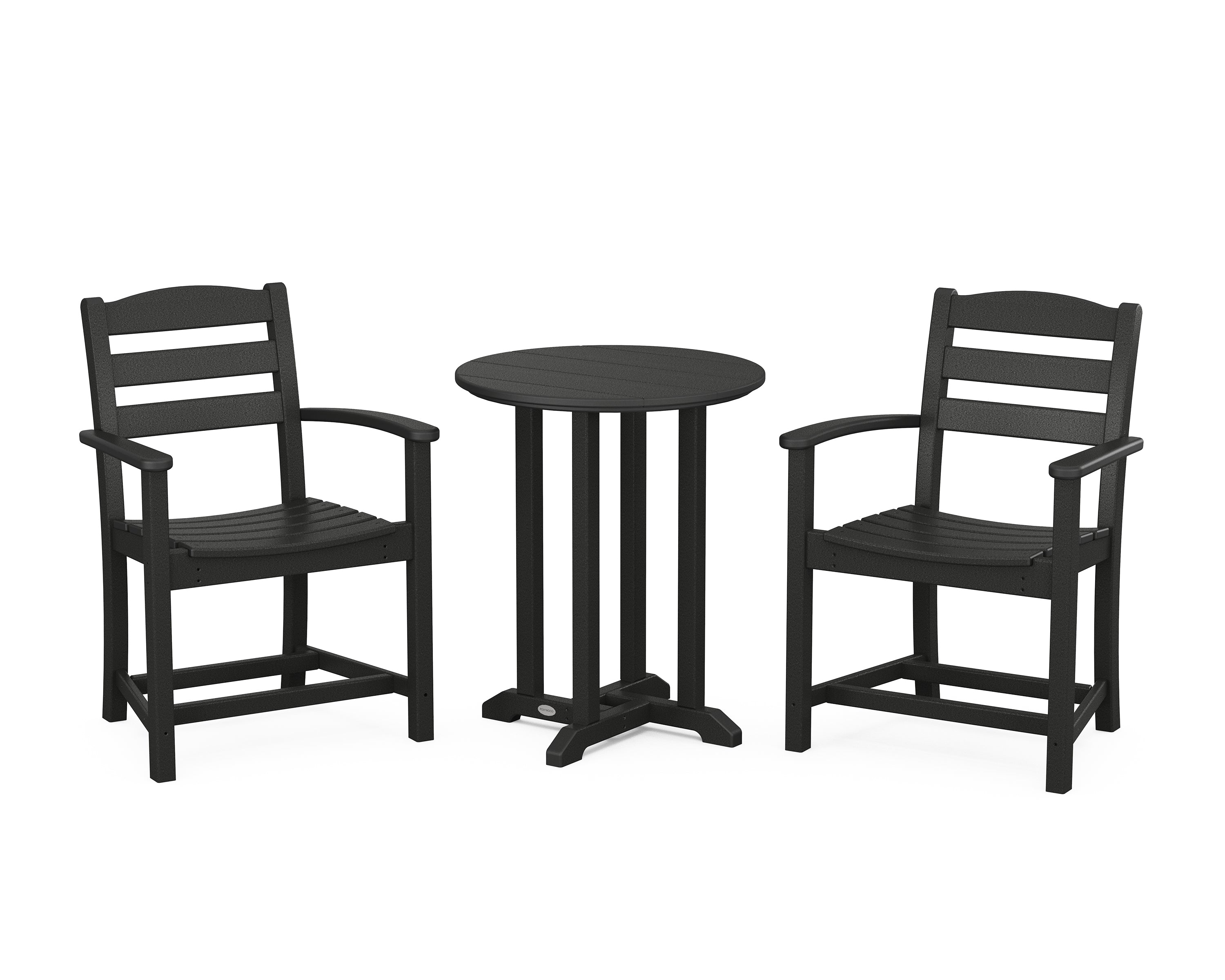 POLYWOOD La Casa Café 3-Piece Round Bistro Dining Set in Black