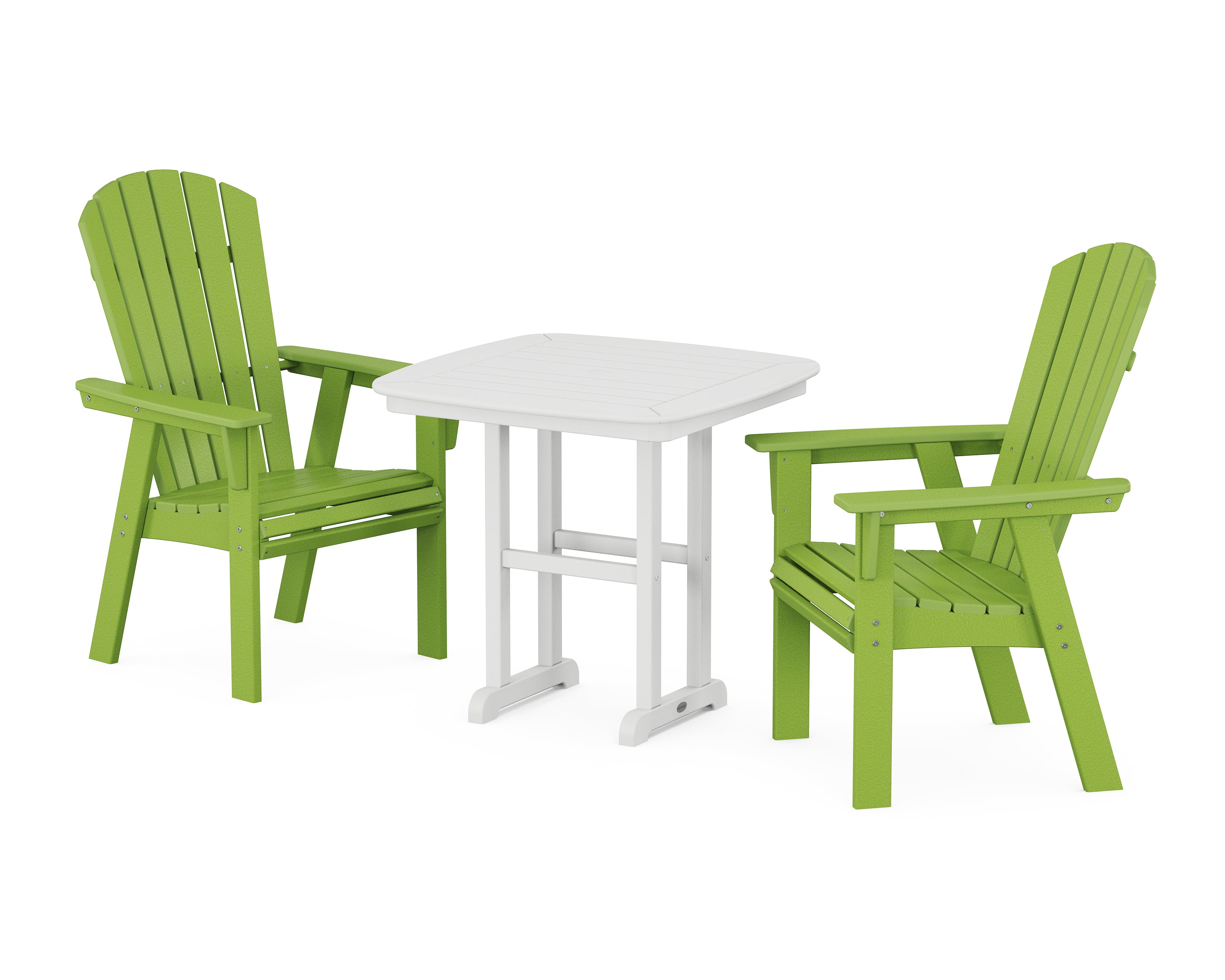 POLYWOOD® Nautical Adirondack 3-Piece Dining Set in Lime / White