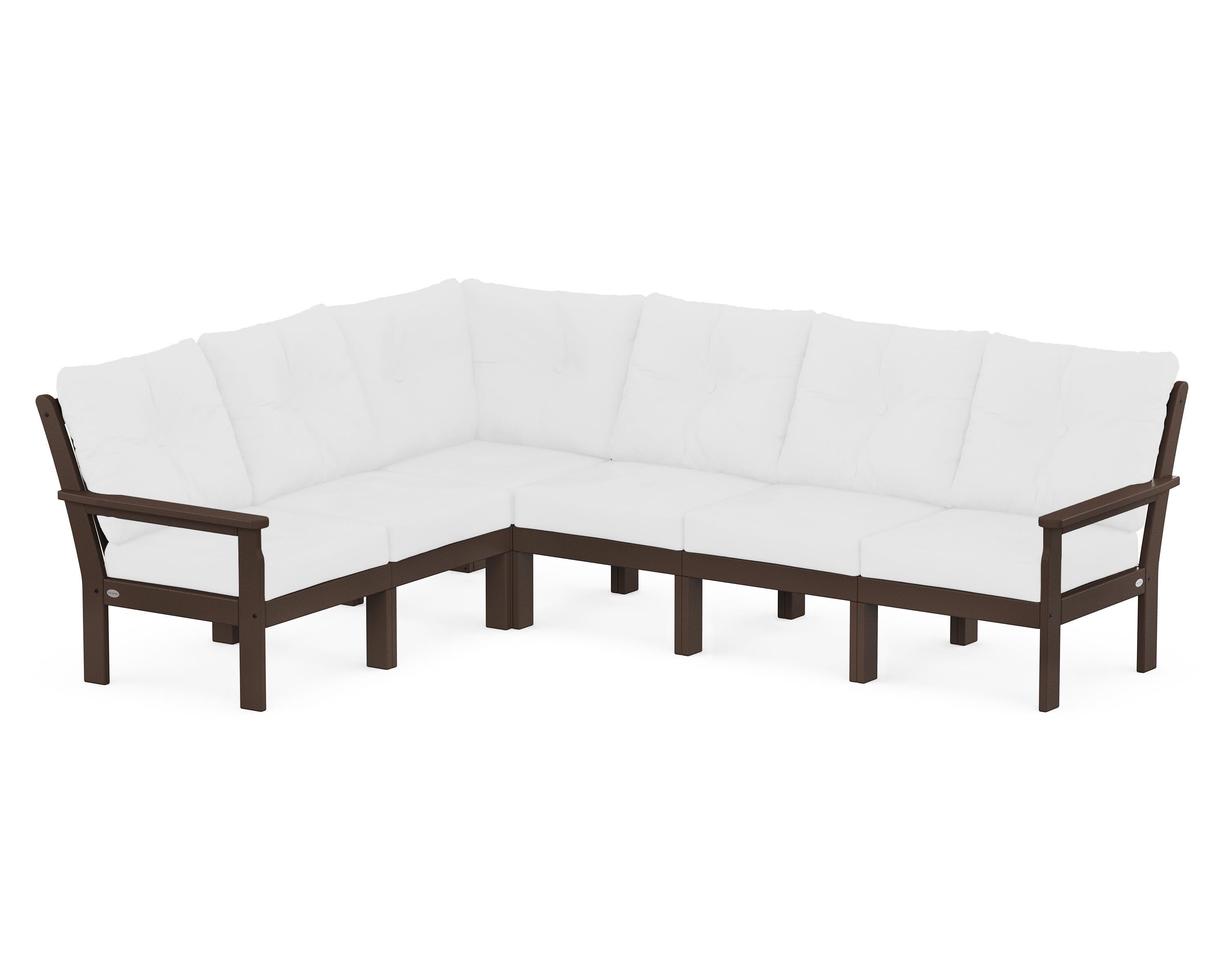 POLYWOOD Vineyard 6-Piece Sectional in Mahogany / Natural
