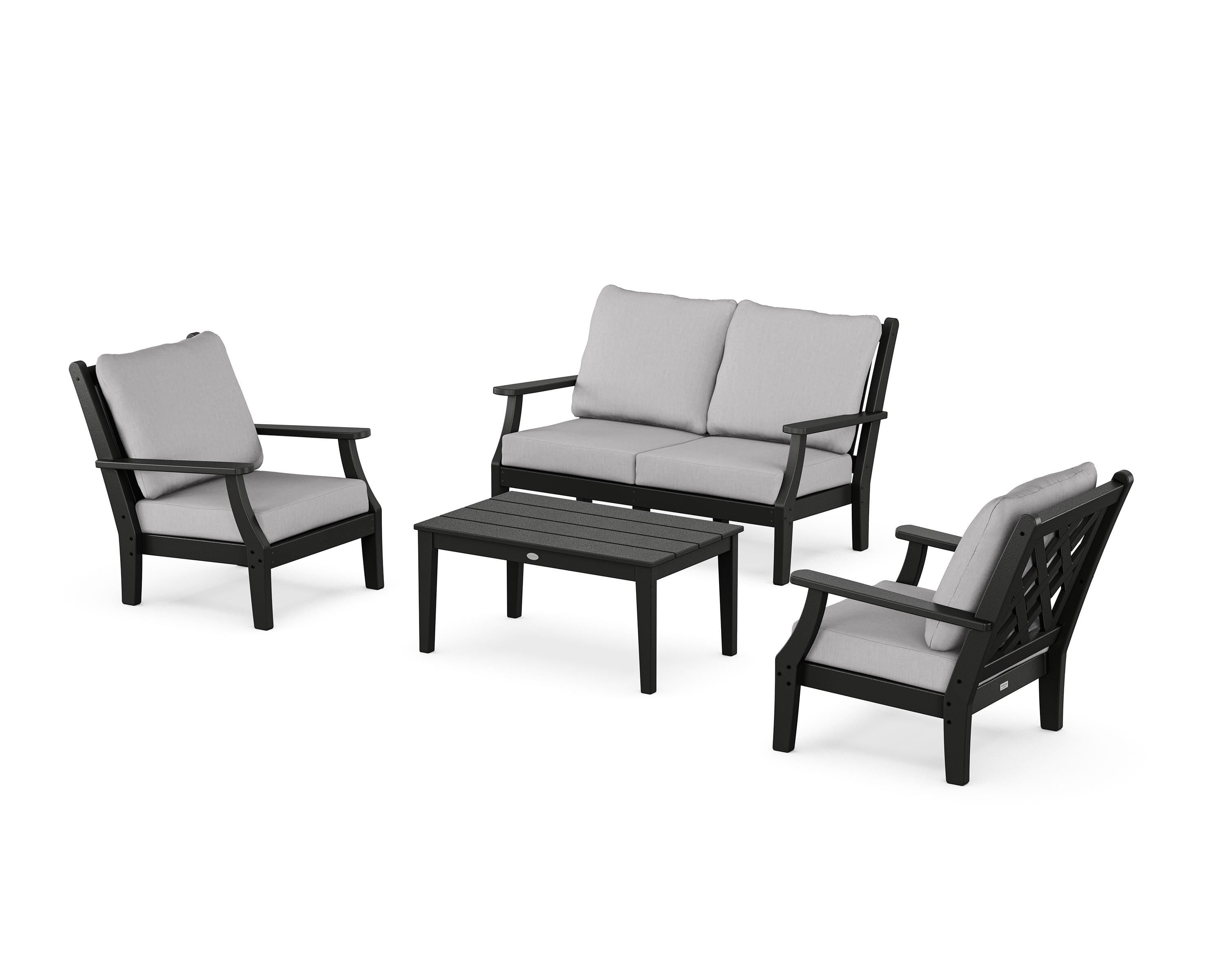 Country Living Wovendale 4-Piece Deep Seating Set with Loveseat in Black / Granite