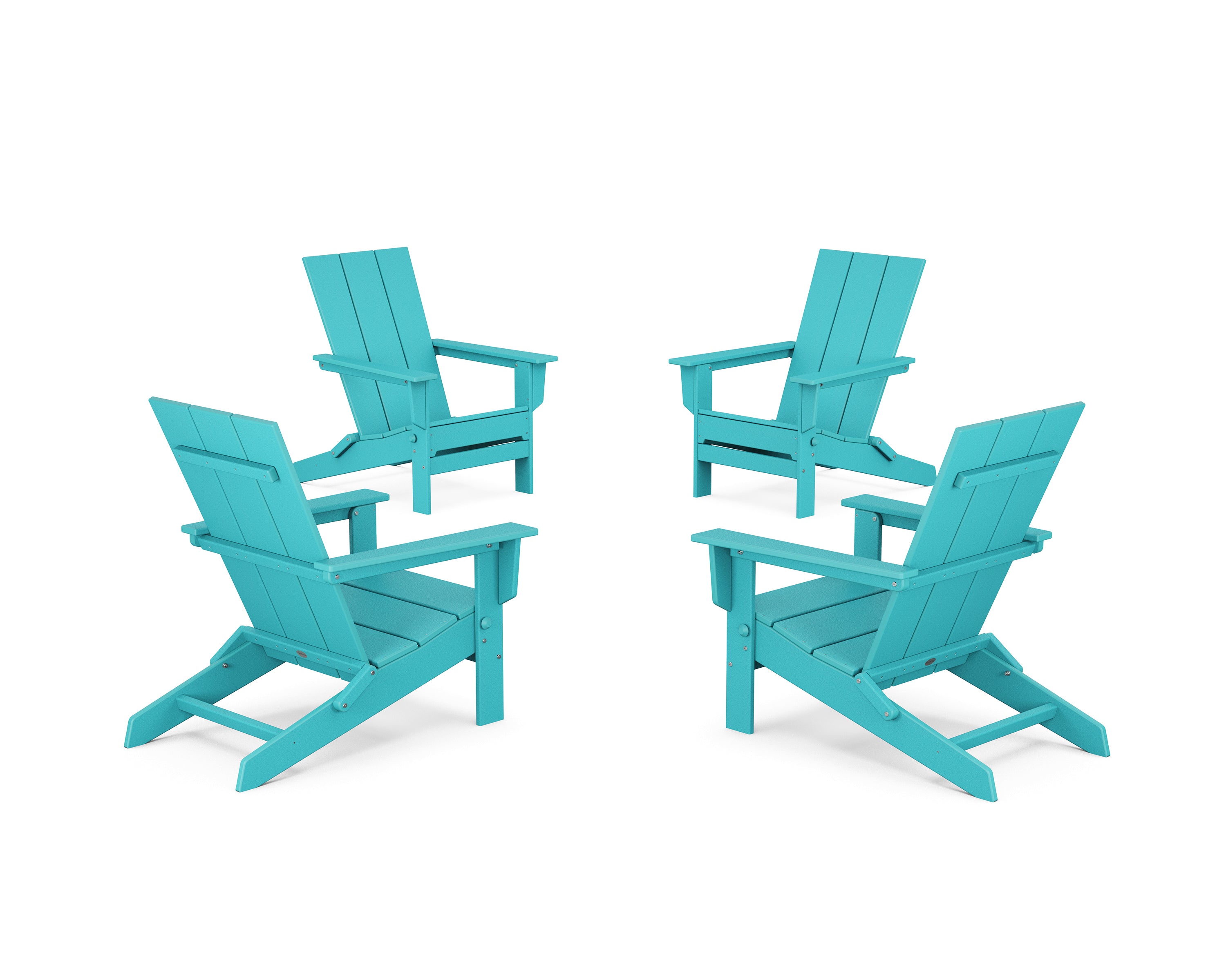 POLYWOOD® 4-Piece Modern Studio Folding Adirondack Chair Conversation Set in Aruba