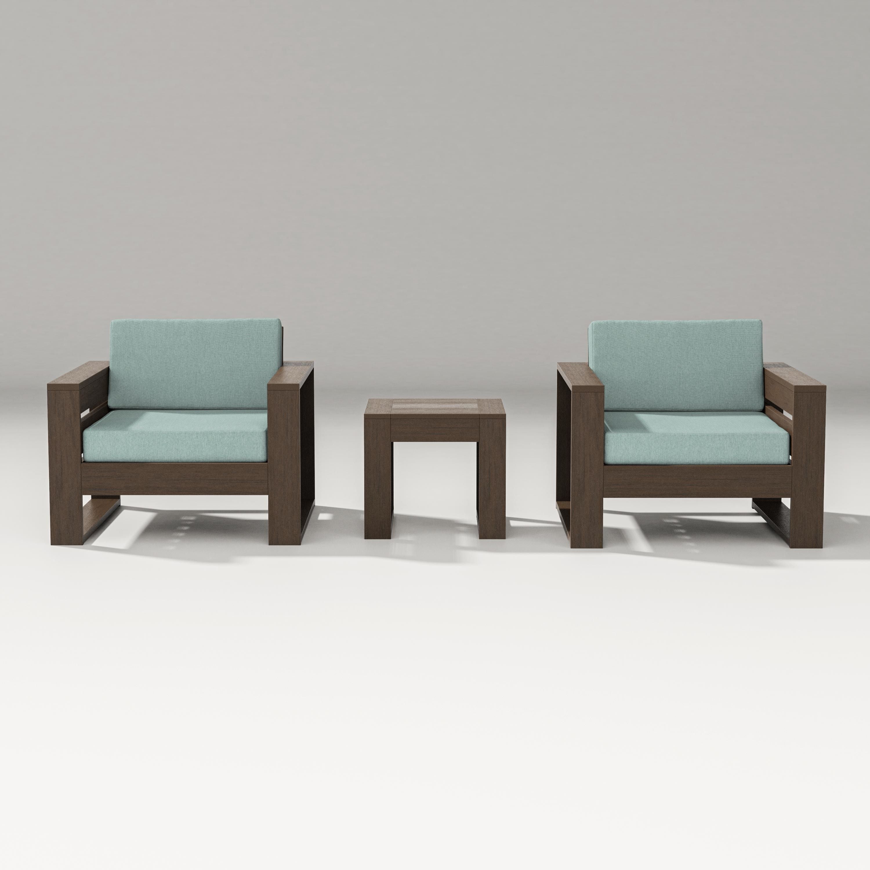 PW Designer Series Latitude 3-Piece Lounge Chair Set in Kona / Glacier Spa