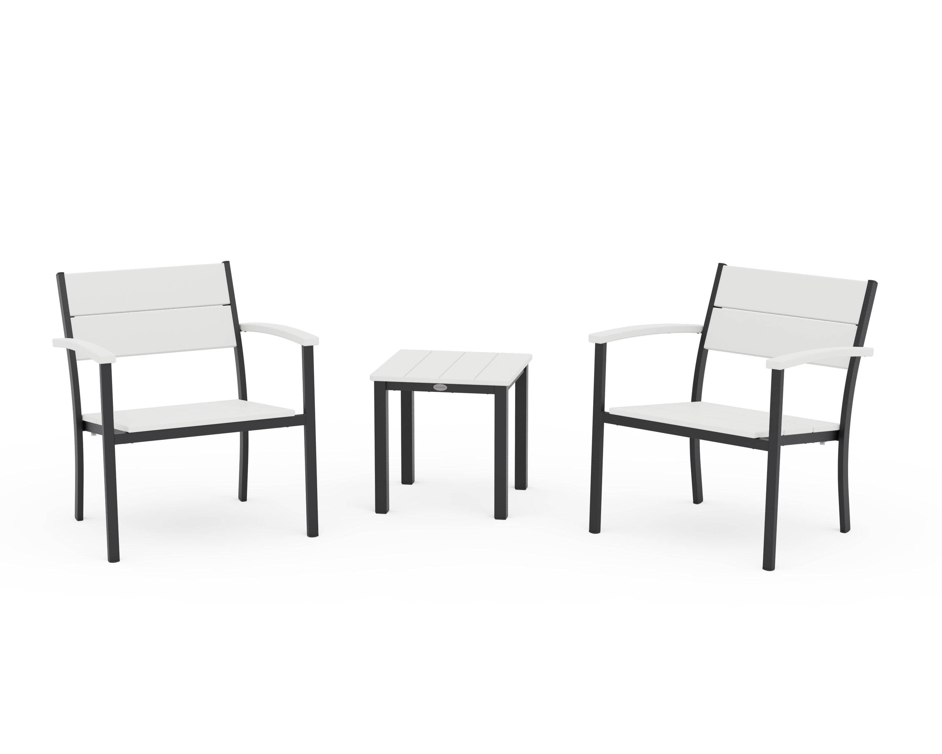POLYWOOD Main Street 3-Piece Lounge Chair Set in Black / Vintage White