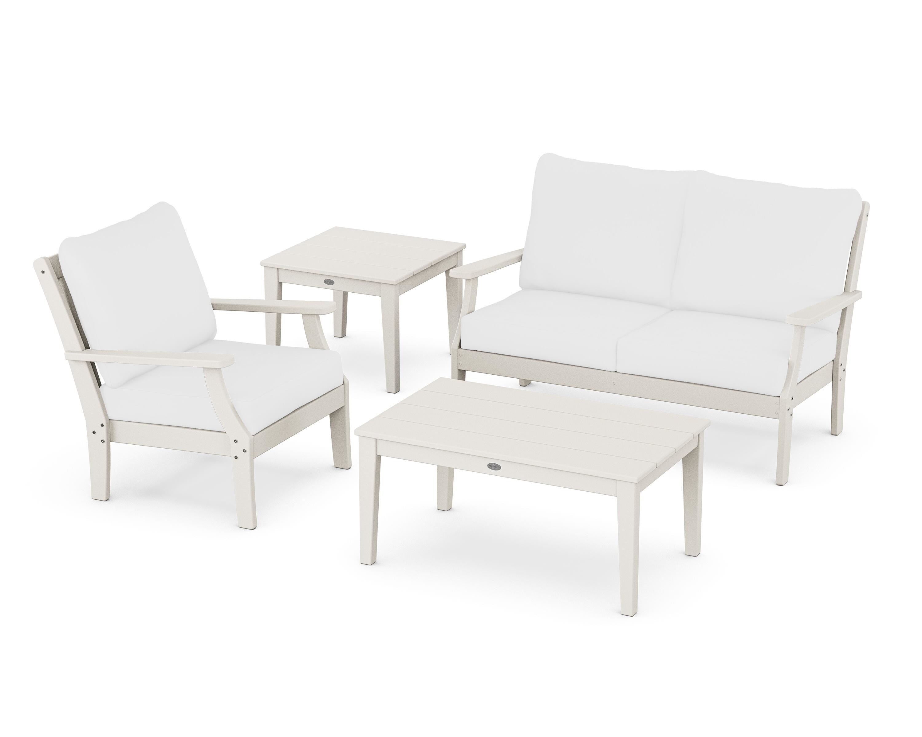 POLYWOOD Braxton 4-Piece Deep Seating Set in Sand / Natural