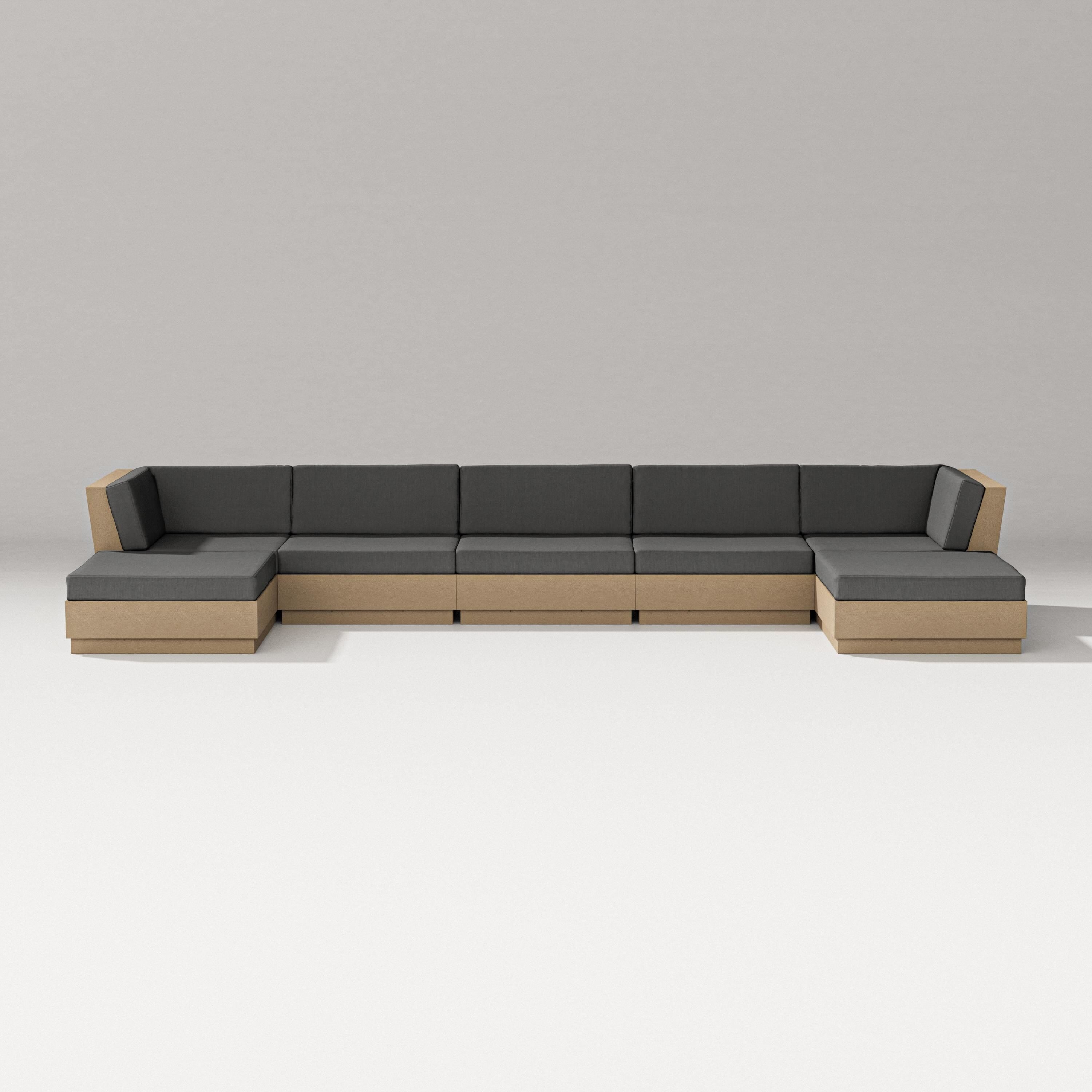 PW Designer Series Elevate 7-Piece Double Chaise Sectional in Vintage Sahara / Spectrum Carbon