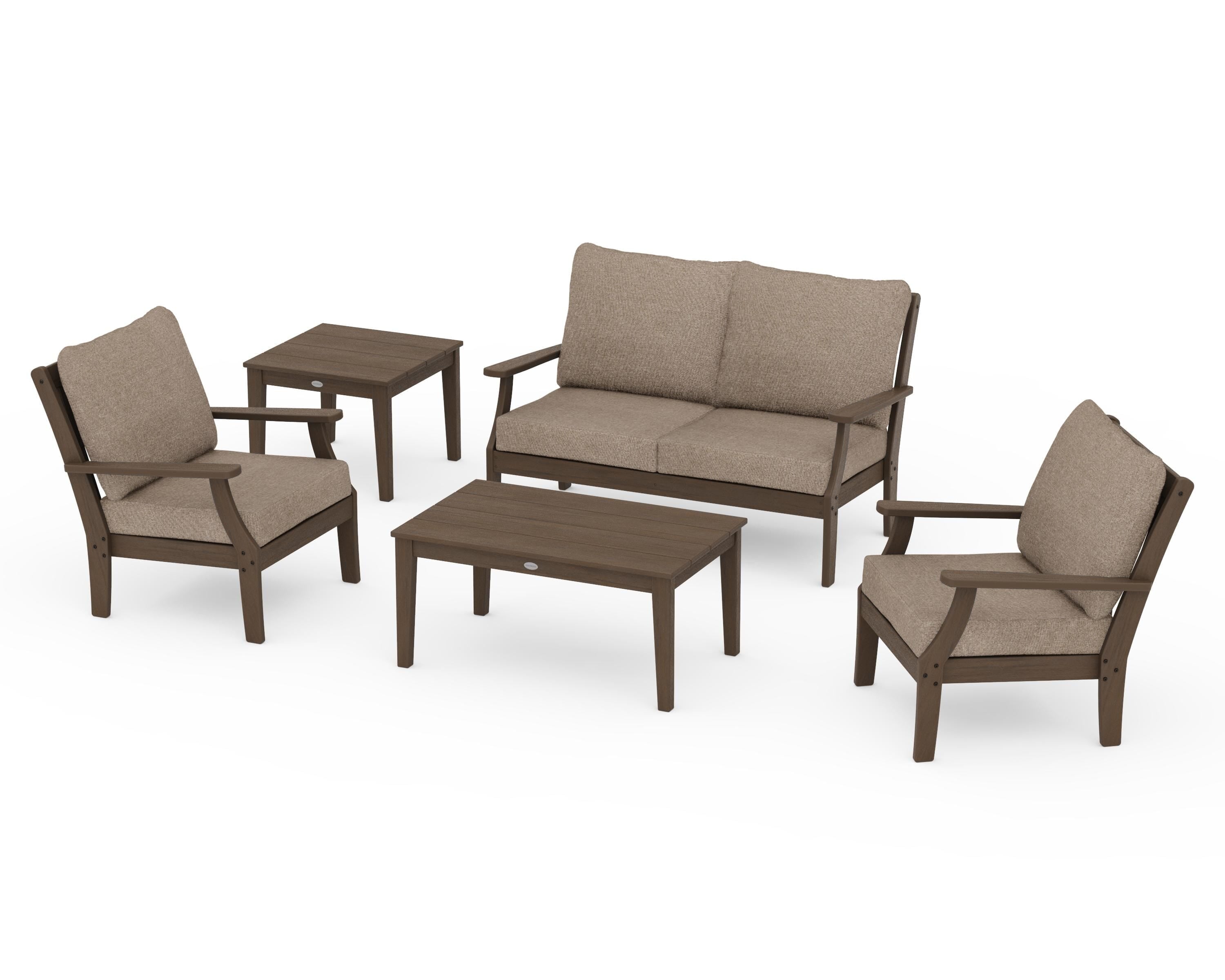 POLYWOOD Braxton 5-Piece Deep Seating Set in Kona / Spiced Burlap