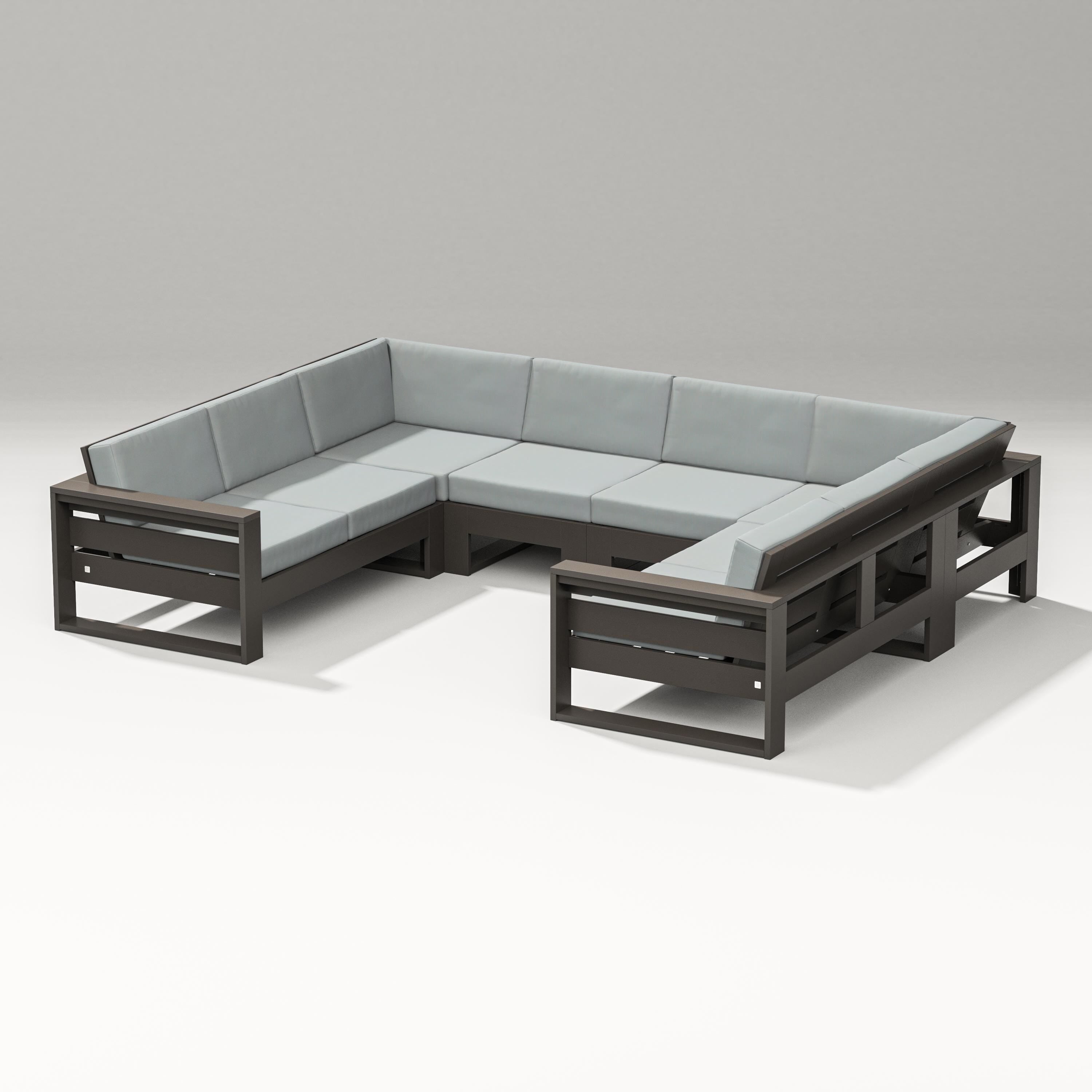 PW Designer Series Latitude U-Shaped Sectional in Vintage Coffee / Spa