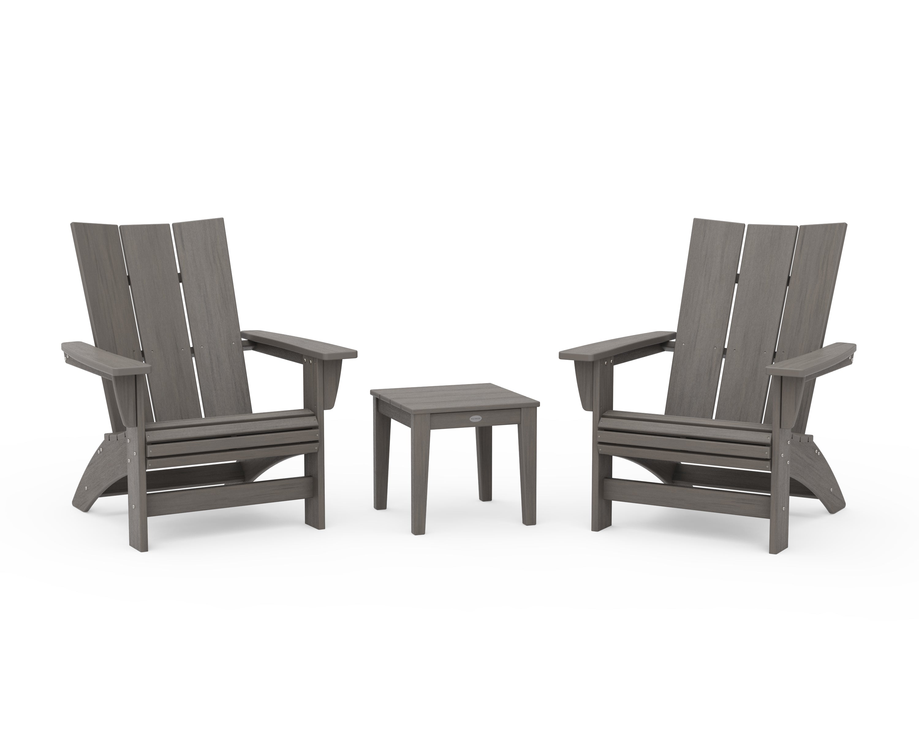 POLYWOOD 3-Piece Modern Grand Adirondack Set in Driftwood