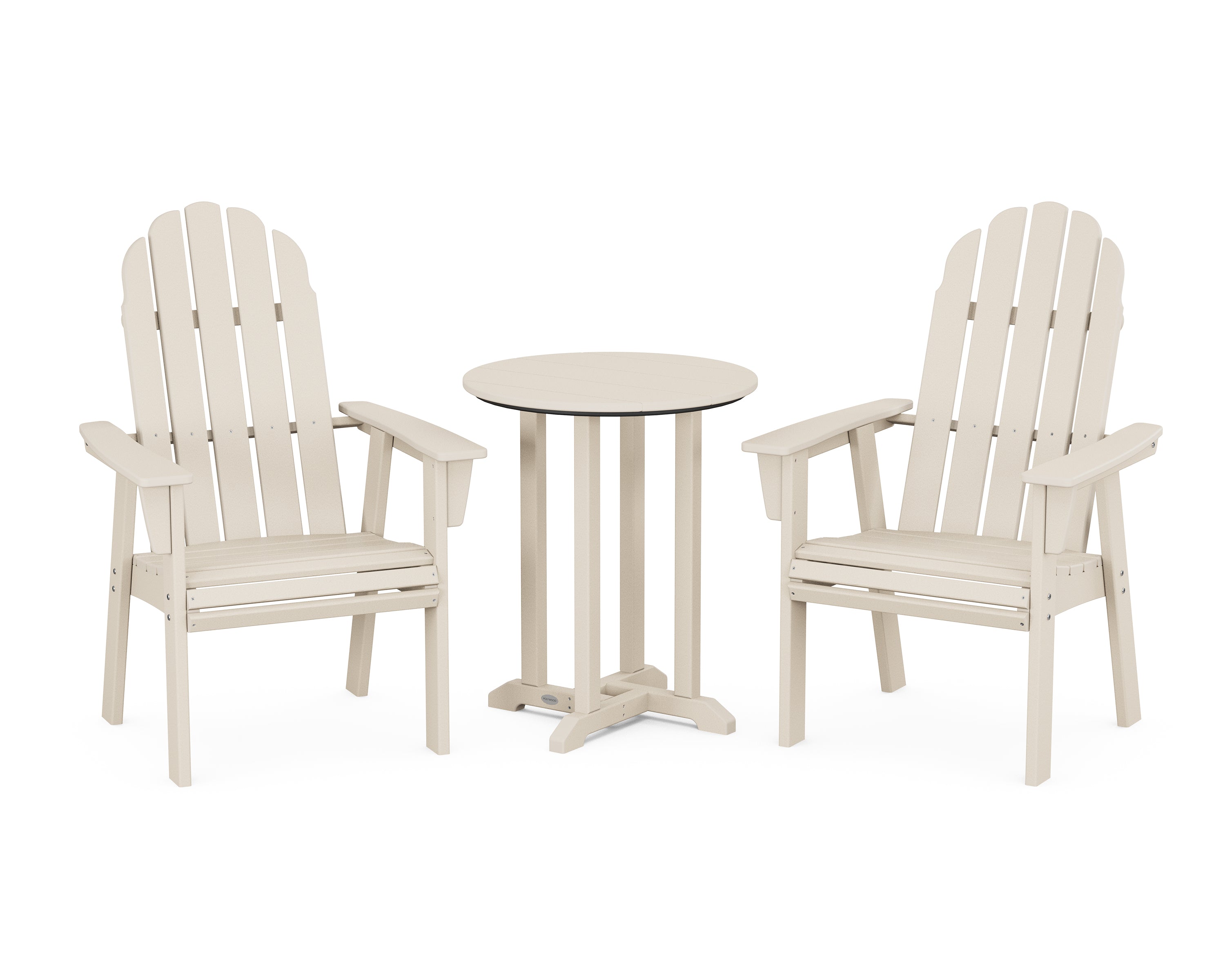 POLYWOOD Vineyard Adirondack 3-Piece Round Bistro Dining Set in Sand