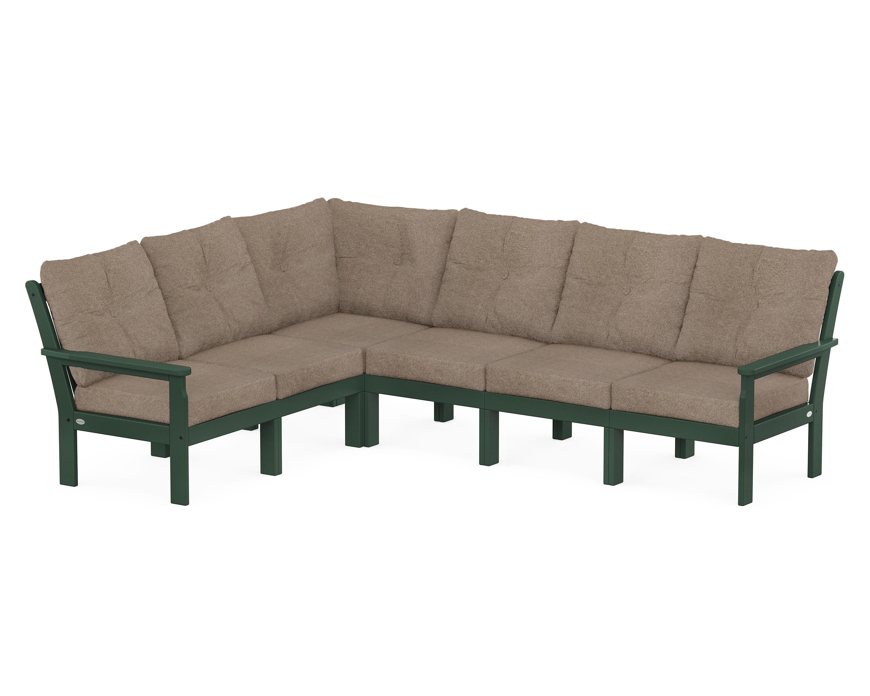 POLYWOOD Vineyard 6-Piece Sectional in Green / Spiced Burlap