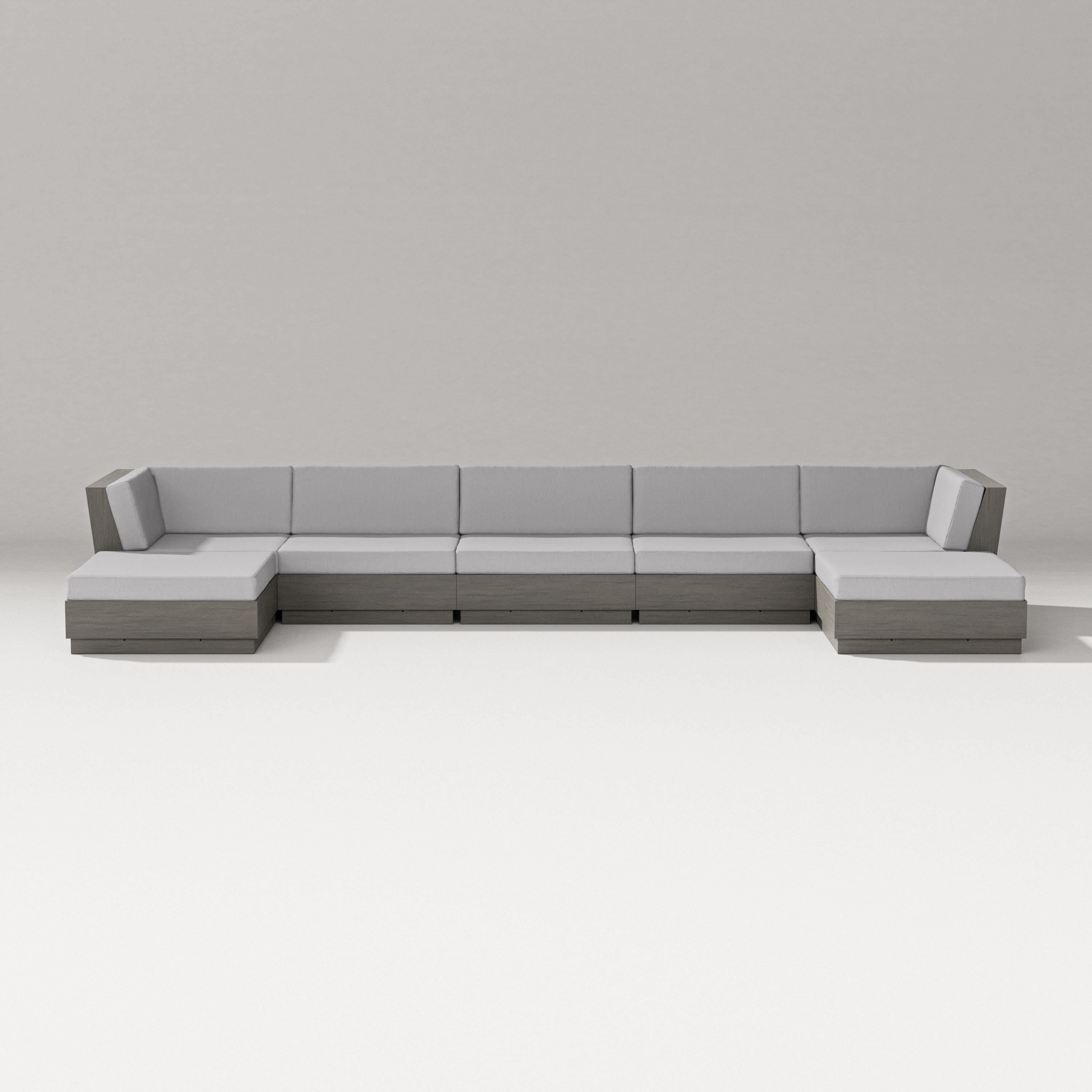 PW Designer Series Elevate 7-Piece Double Chaise Sectional in Driftwood / Granite