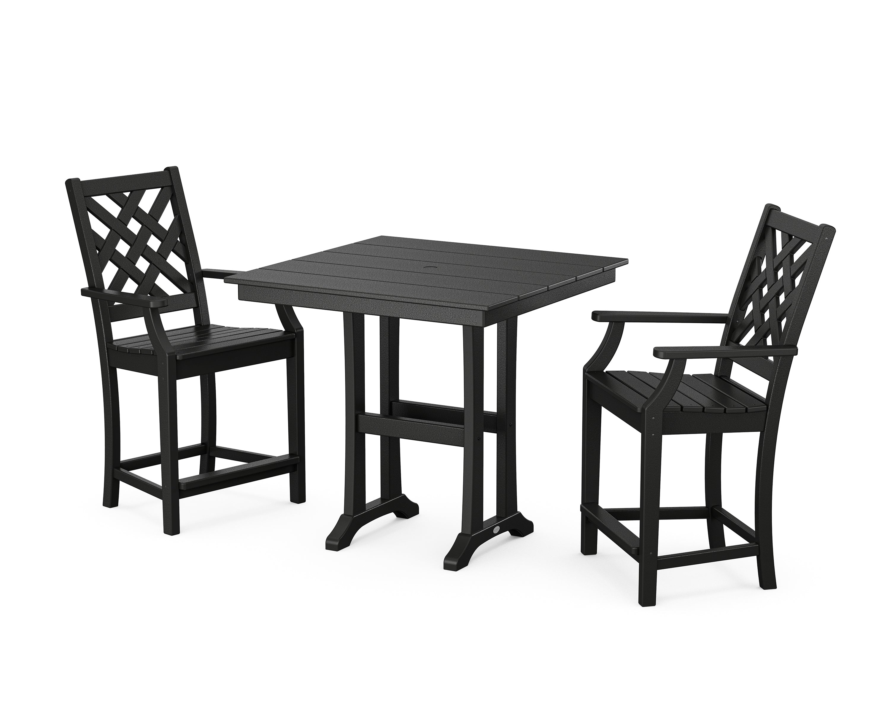 Country Living Wovendale 3-Piece Farmhouse Counter Set with Trestle Legs in Black