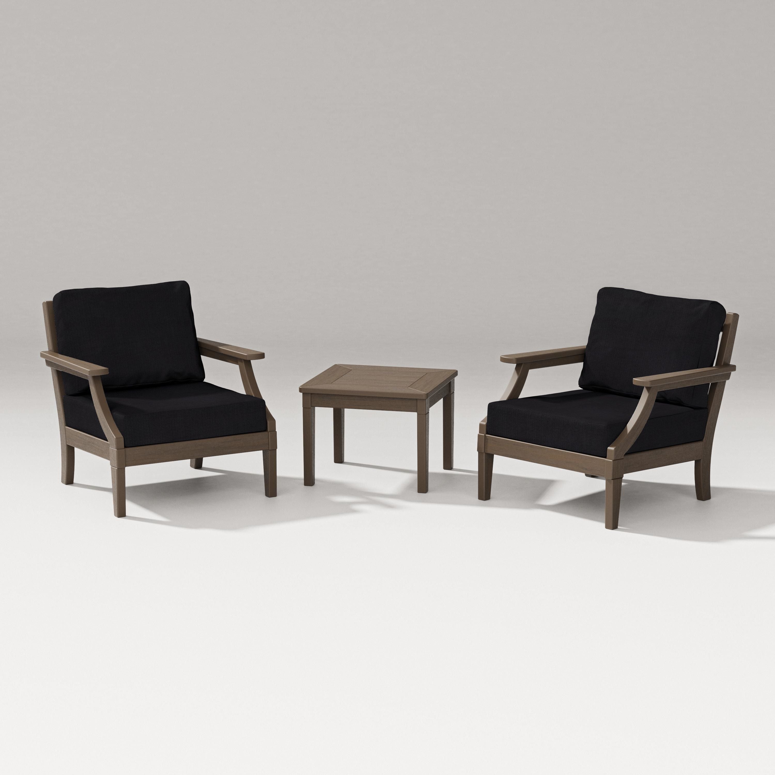 PW Designer Series Estate 3-Piece Lounge Chair Set in Kona / Midnight Linen