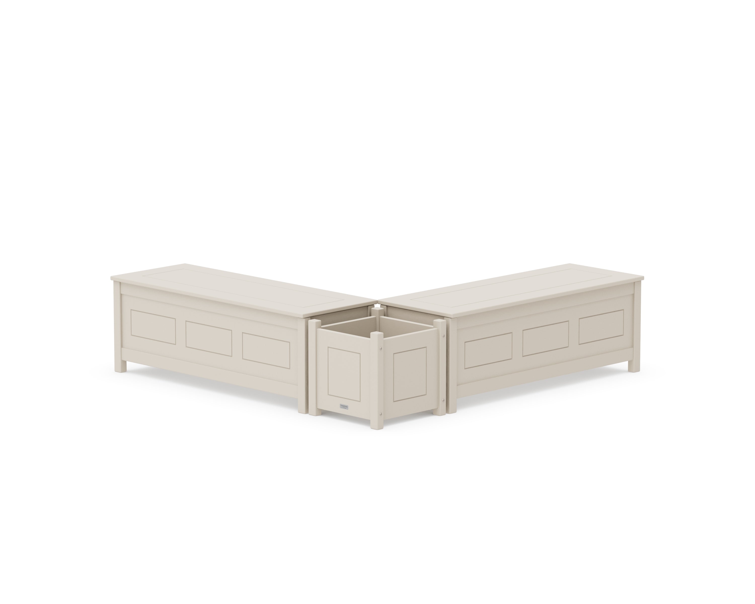 Country Living 48" Country Living L- Shaped Planter Storage Bench Set in Sand