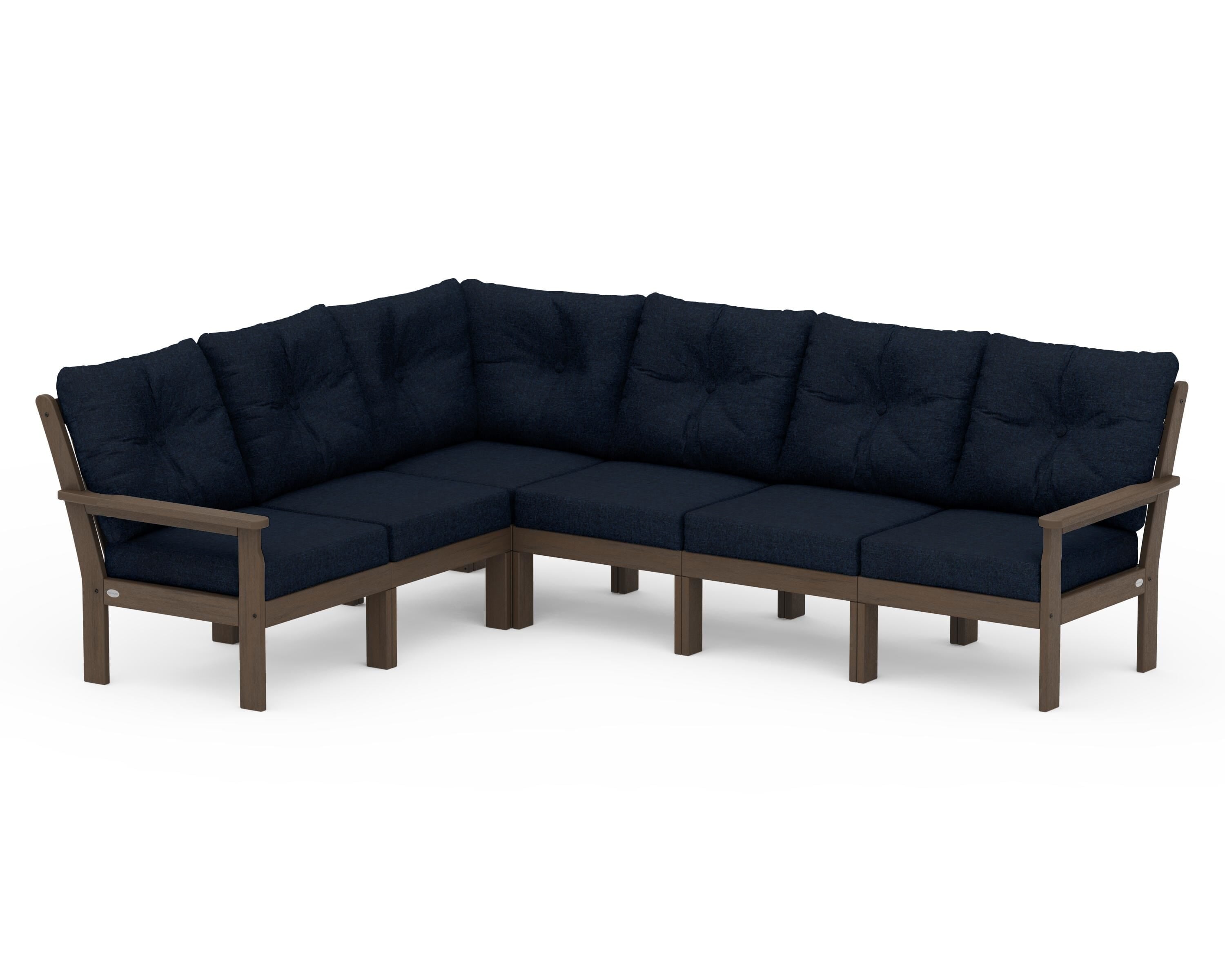 POLYWOOD Vineyard 6-Piece Sectional in Kona / Marine Indigo