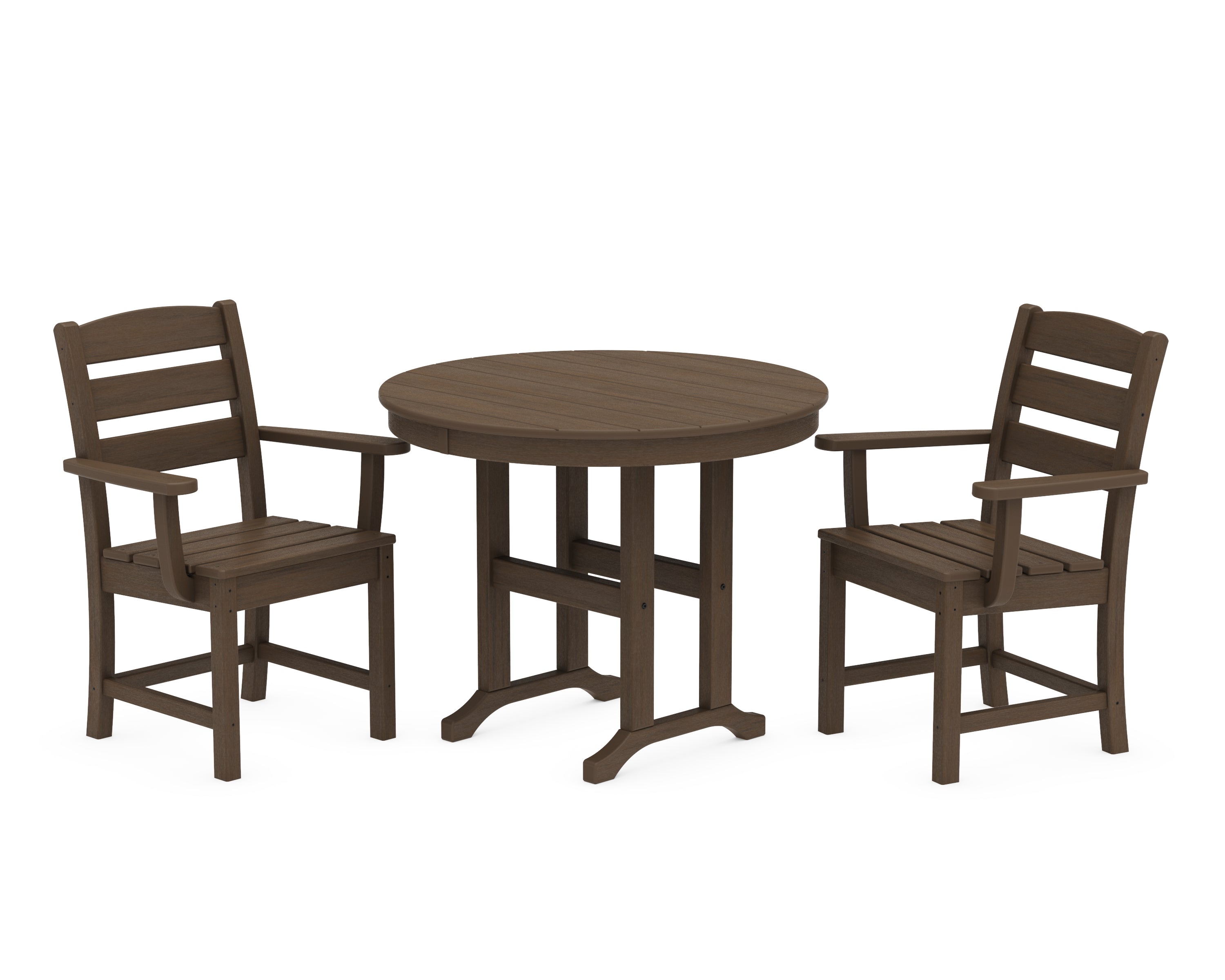 POLYWOOD Lakeside 3-Piece Round Dining Set in Kona