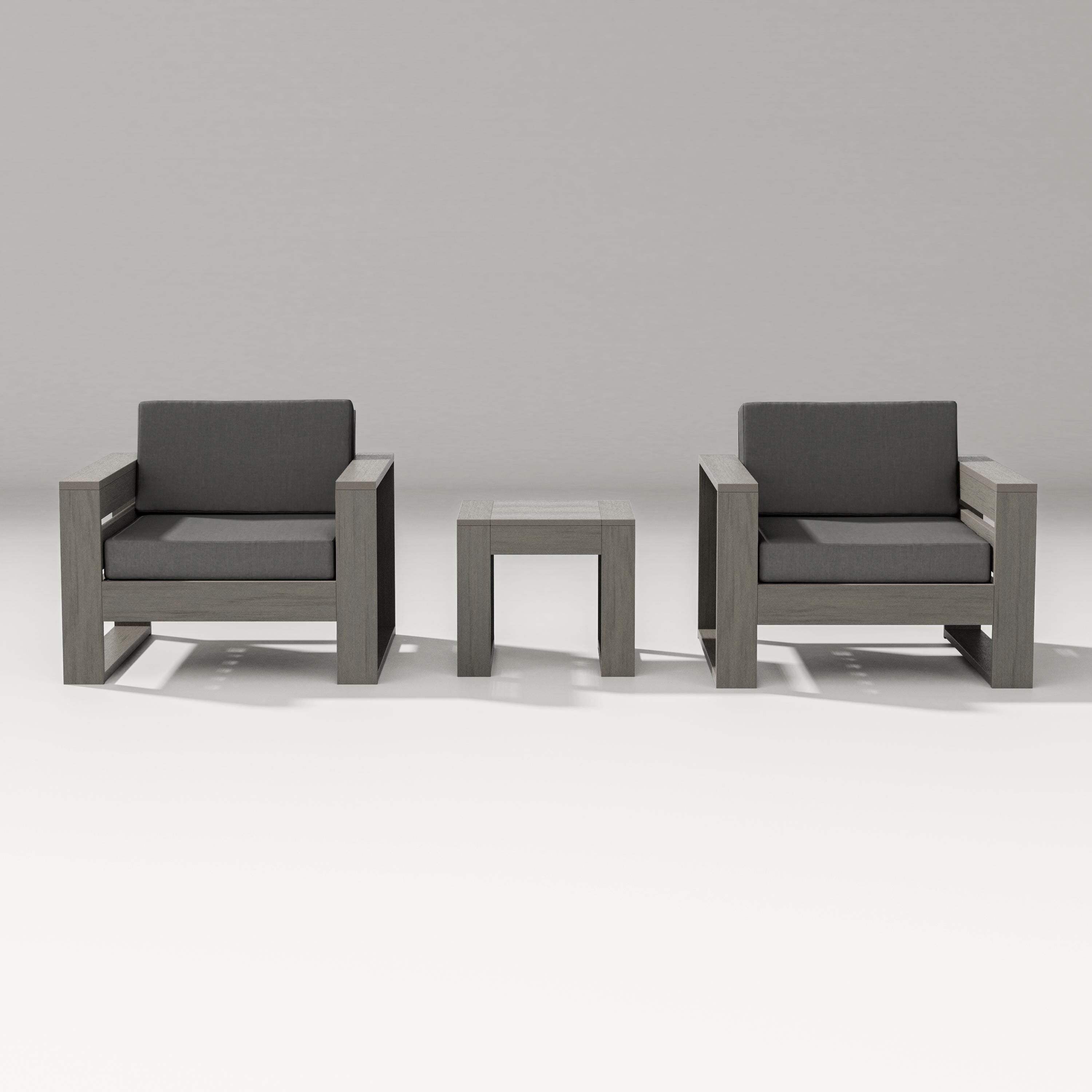 PW Designer Series Latitude 3-Piece Lounge Chair Set in Driftwood / Spectrum Carbon