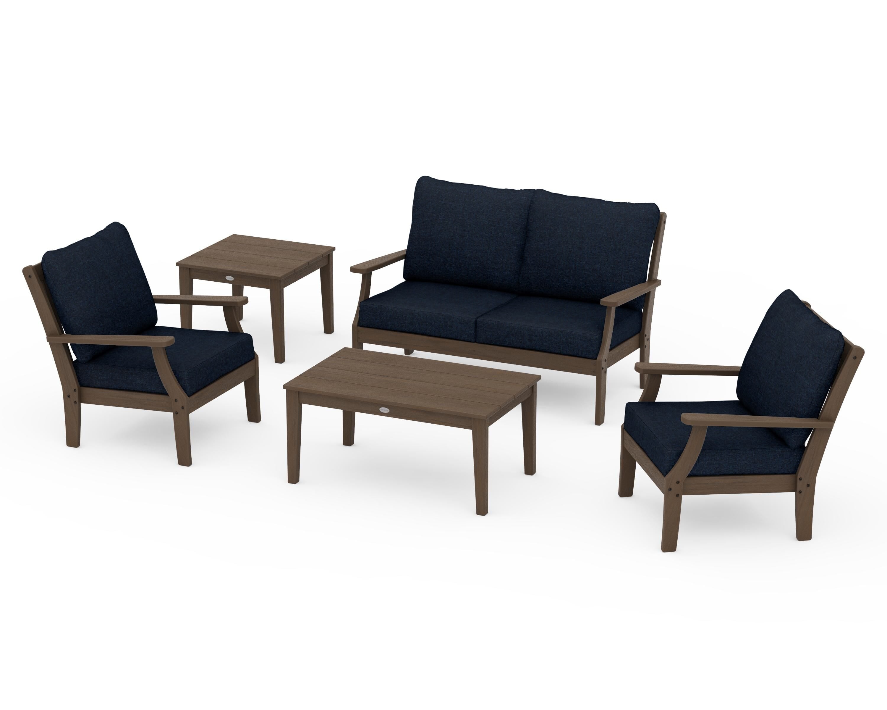 POLYWOOD Braxton 5-Piece Deep Seating Set in Kona / Marine Indigo