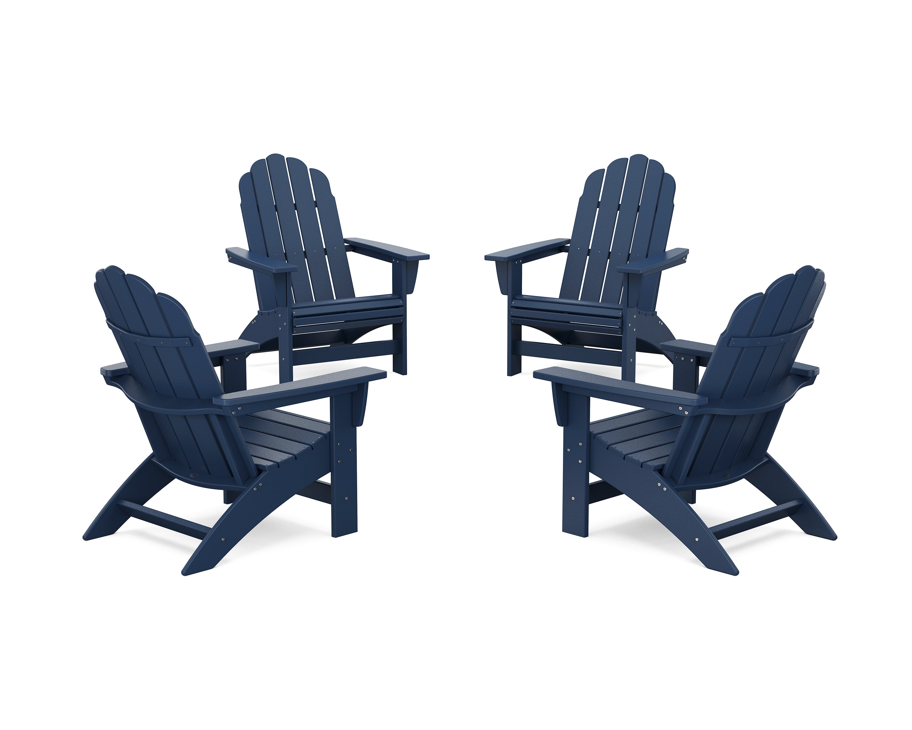 POLYWOOD® 4-Piece Vineyard Grand Adirondack Chair Conversation Set in Navy