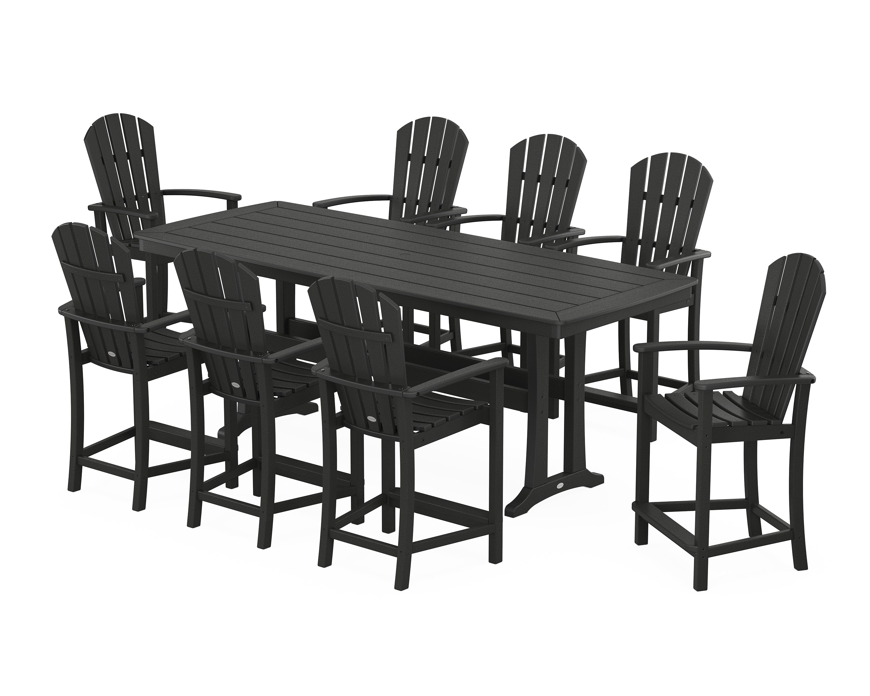 POLYWOOD® Palm Coast 9-Piece Counter Set with Trestle Legs in Black